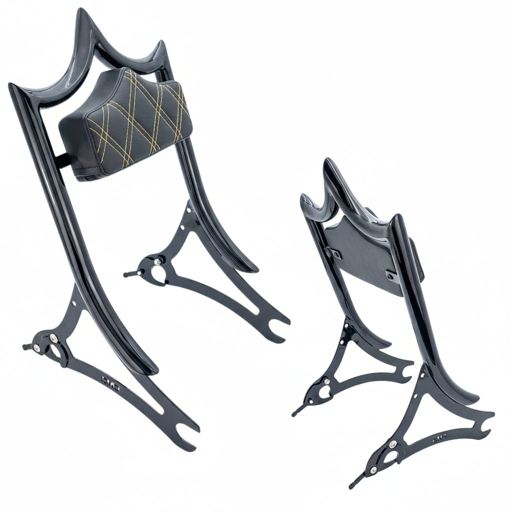 El Rey Backrest | 2014-2025 Indian | Gloss Black Gold Double Diamond | CMC Motorsports