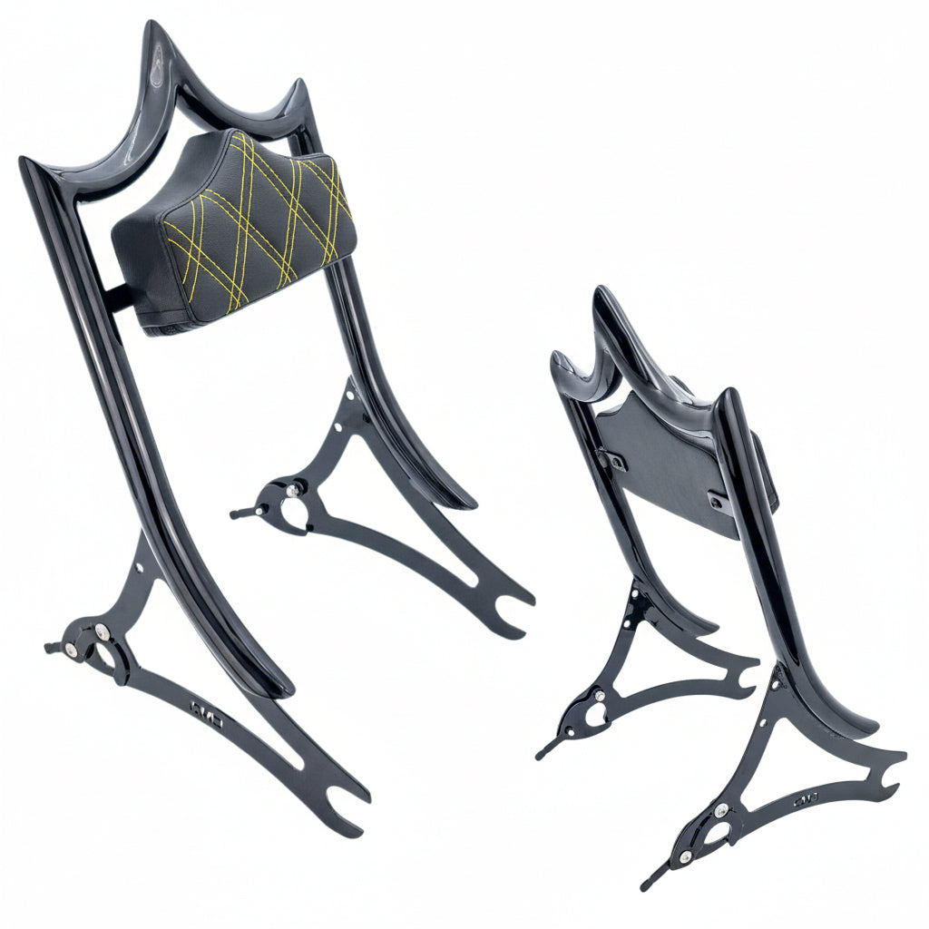 El Rey Backrest | 2014-2025 Indian | Gloss Black Yellow Double Diamond | CMC Motorsports