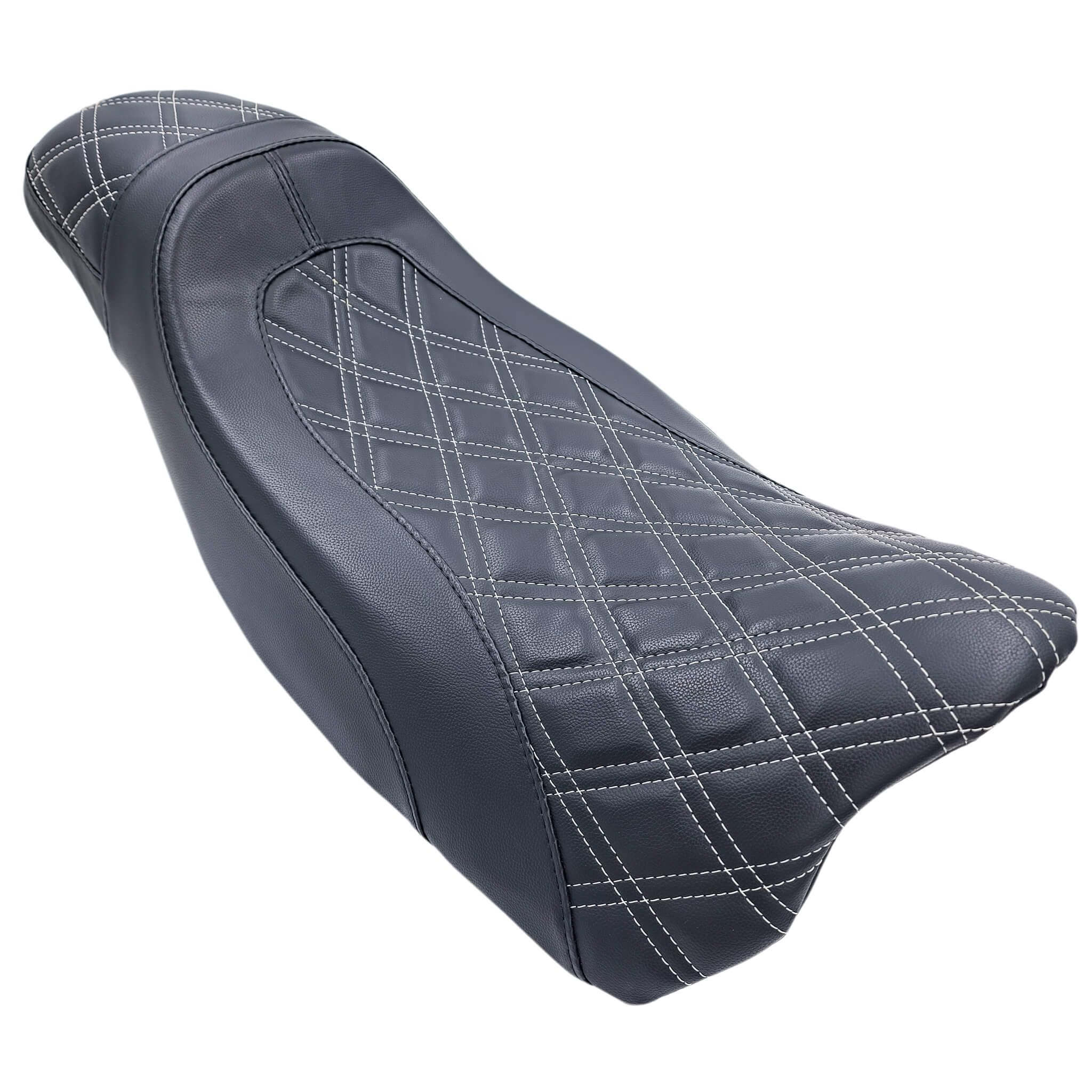 CMC "LARGO" 2Up Seat (Designed For TALL Riders) | Touring '24 -'26 | White Double Diamond | CMC Motorsports