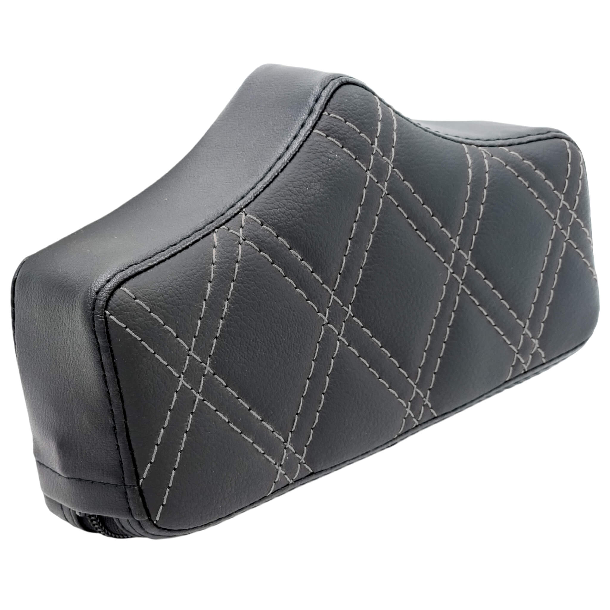 Replacement Pad (LARGE) - El Rey Backrest™ 2009-2026 Touring & Softail (Wide and Fatboy) & 2009 and Newer FREEWHEELER & 2023 and Newer RG3 Models | Charcoal Gray Double Diamond | CMC Motorsports