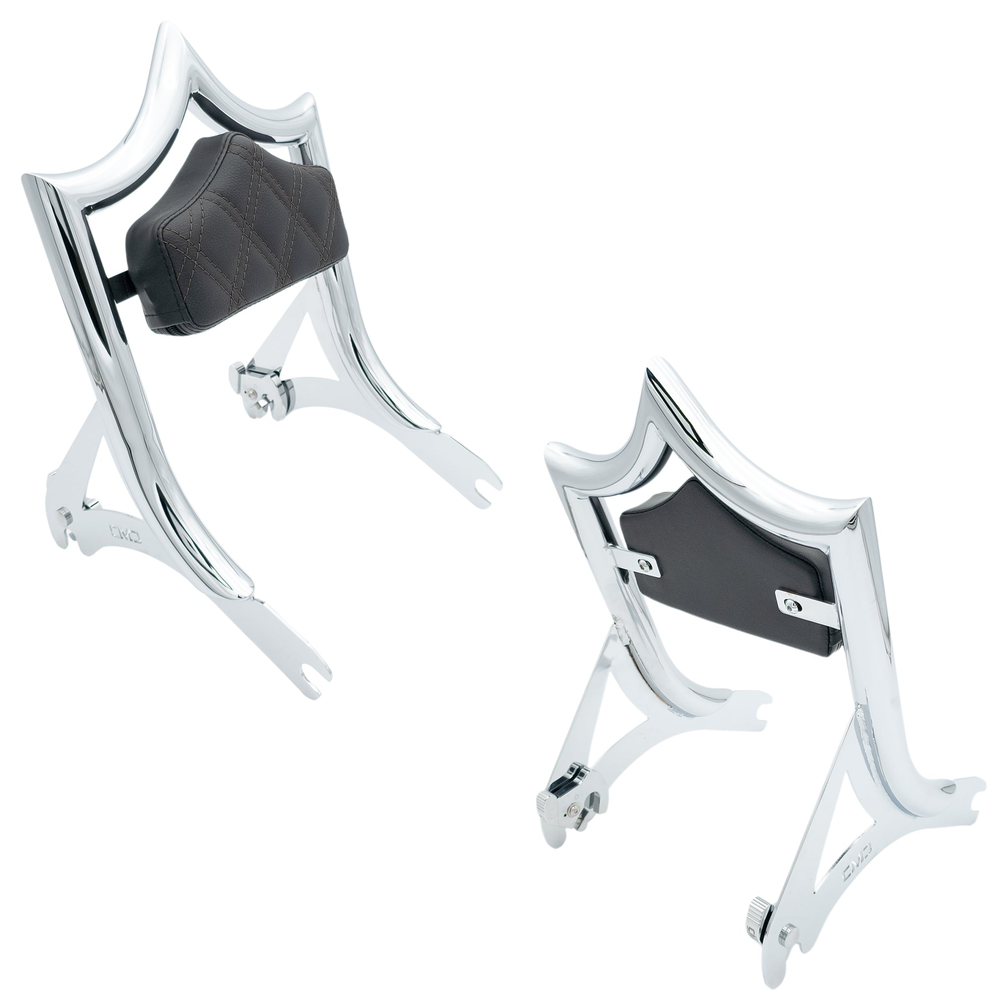 El Rey Backrest | 2000-2017 Softail "SHORTY" | Dealer | Show Chrome Black Double Diamond | CMC Motorsports