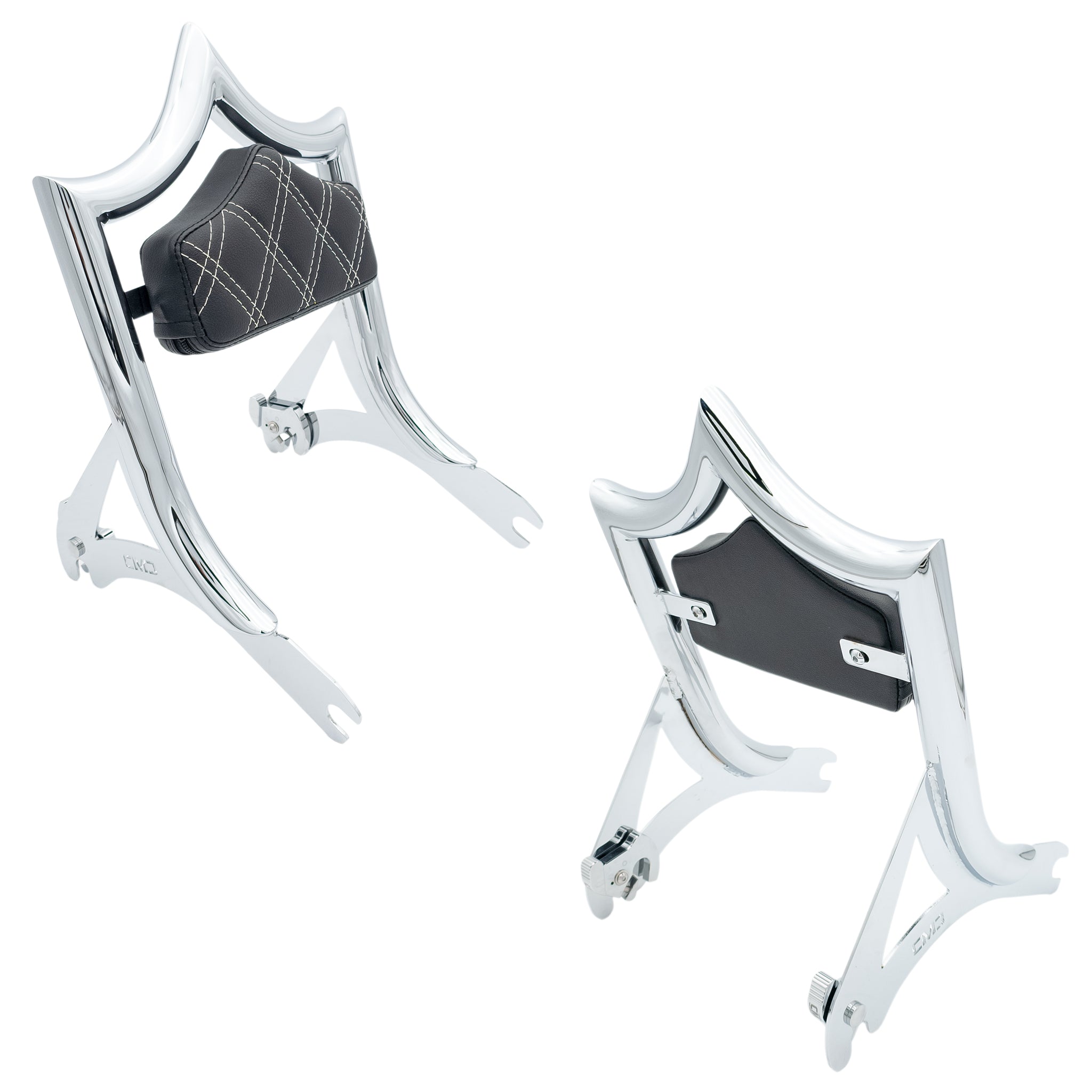 El Rey Backrest | 2000-2017 Softail "SHORTY" | Dealer | Show Chrome White Double Diamond | CMC Motorsports