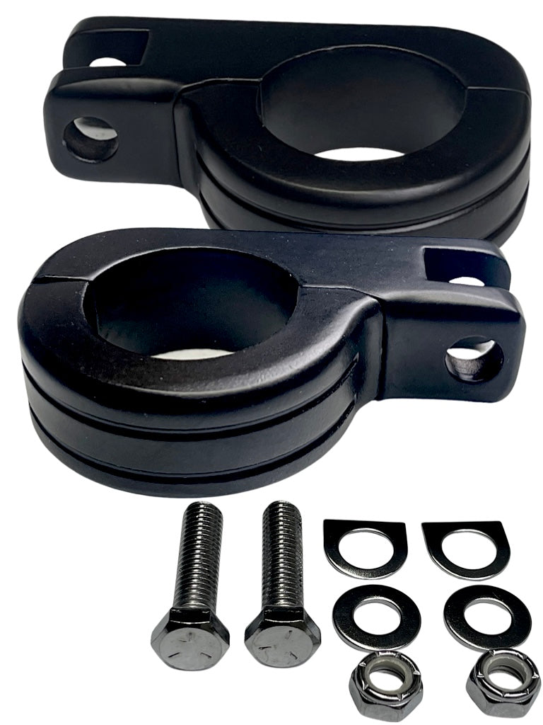 Passenger Highway Peg Clamps (1.5" Diameter) For Harley Engine Guard - Black | Black Touring and Softail | CMC Motorsports
