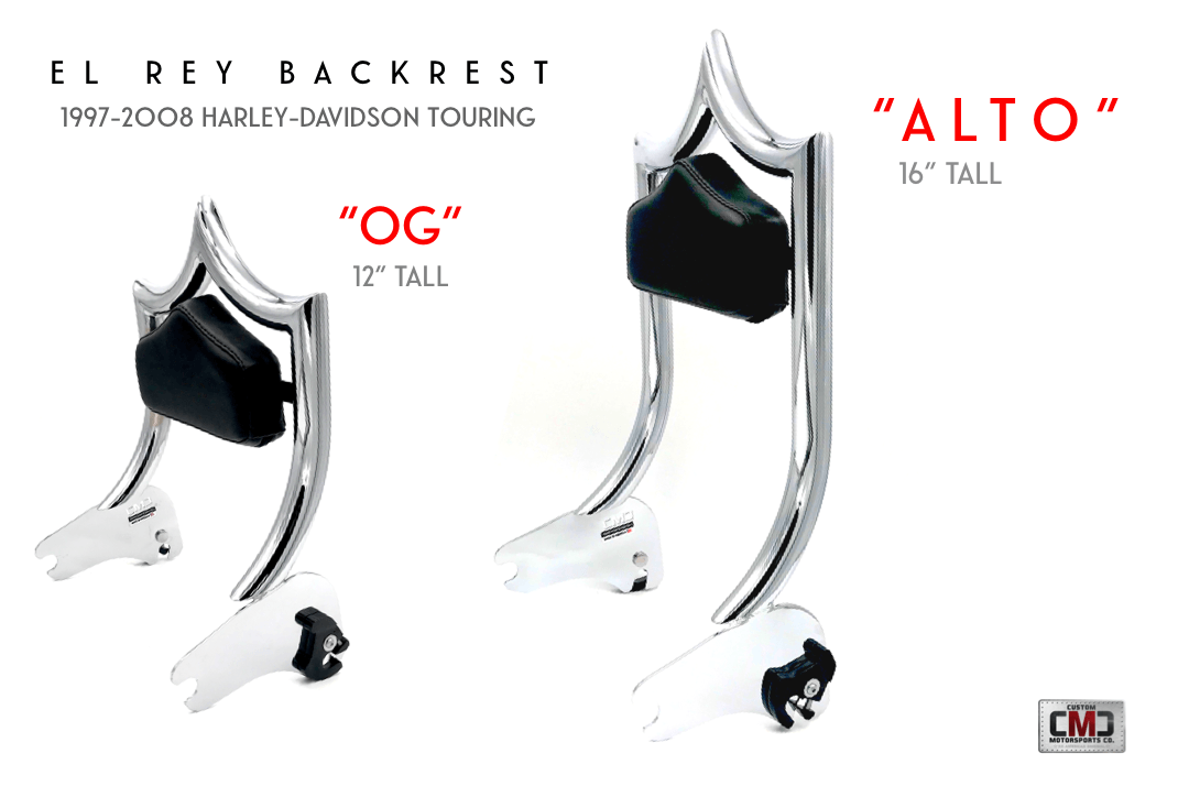 El Rey "ALTO" Backrest 1997-2008 Touring Chrome - Preorder Now Back Ordered Until August 16 - CMC Motorsports