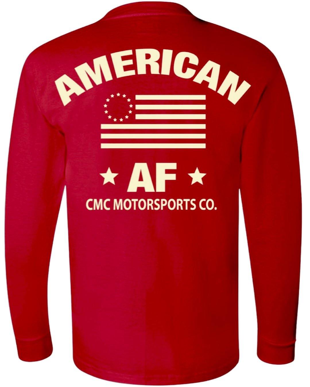 EXCLUSIVE 🇺🇸  CMC "AMERICAN AF" LONG SLEEVE SHIRT - RED // 100% Made and Printed In America - CMC Motorsports