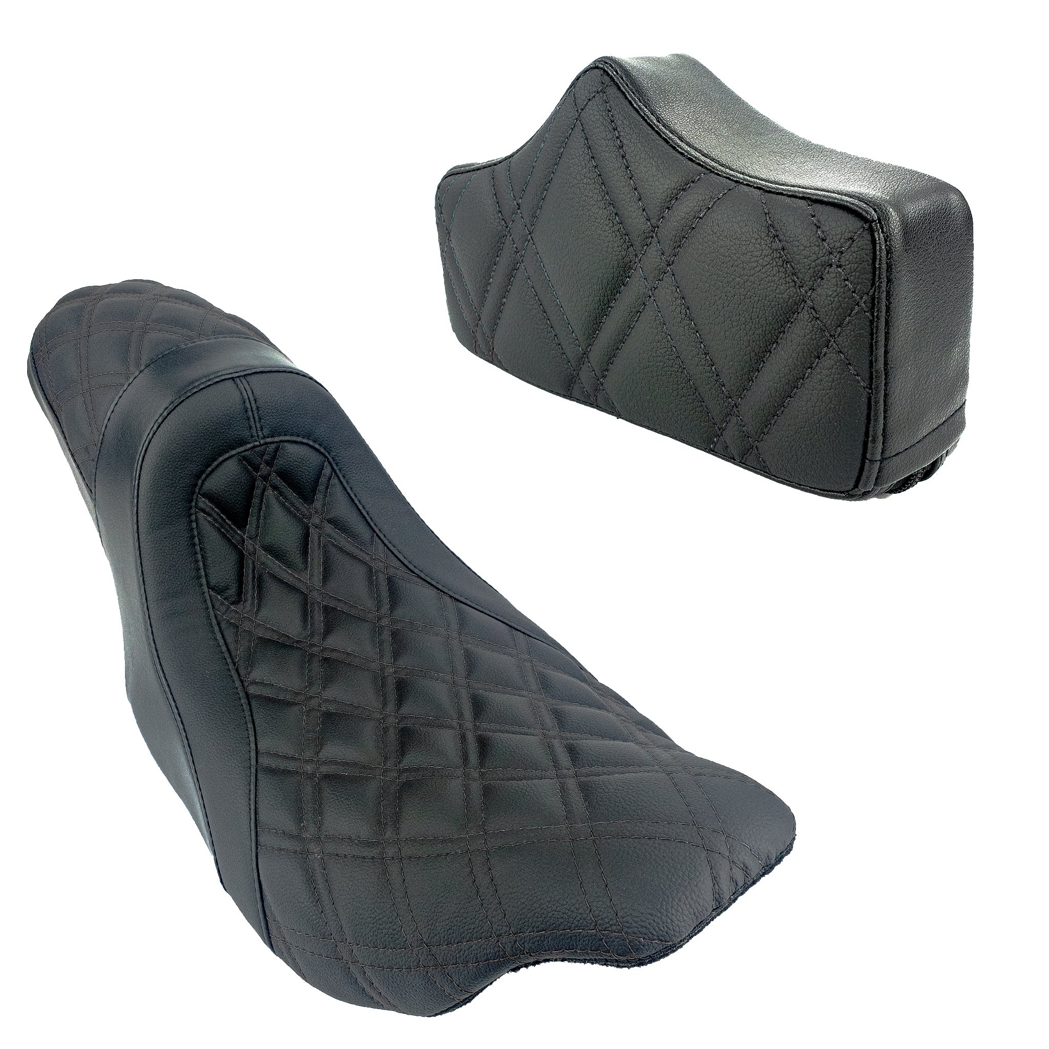 Replacement Pad/2up Seat Bundle | Touring 2008-2023 | Black Double Diamond | CMC Motorsports