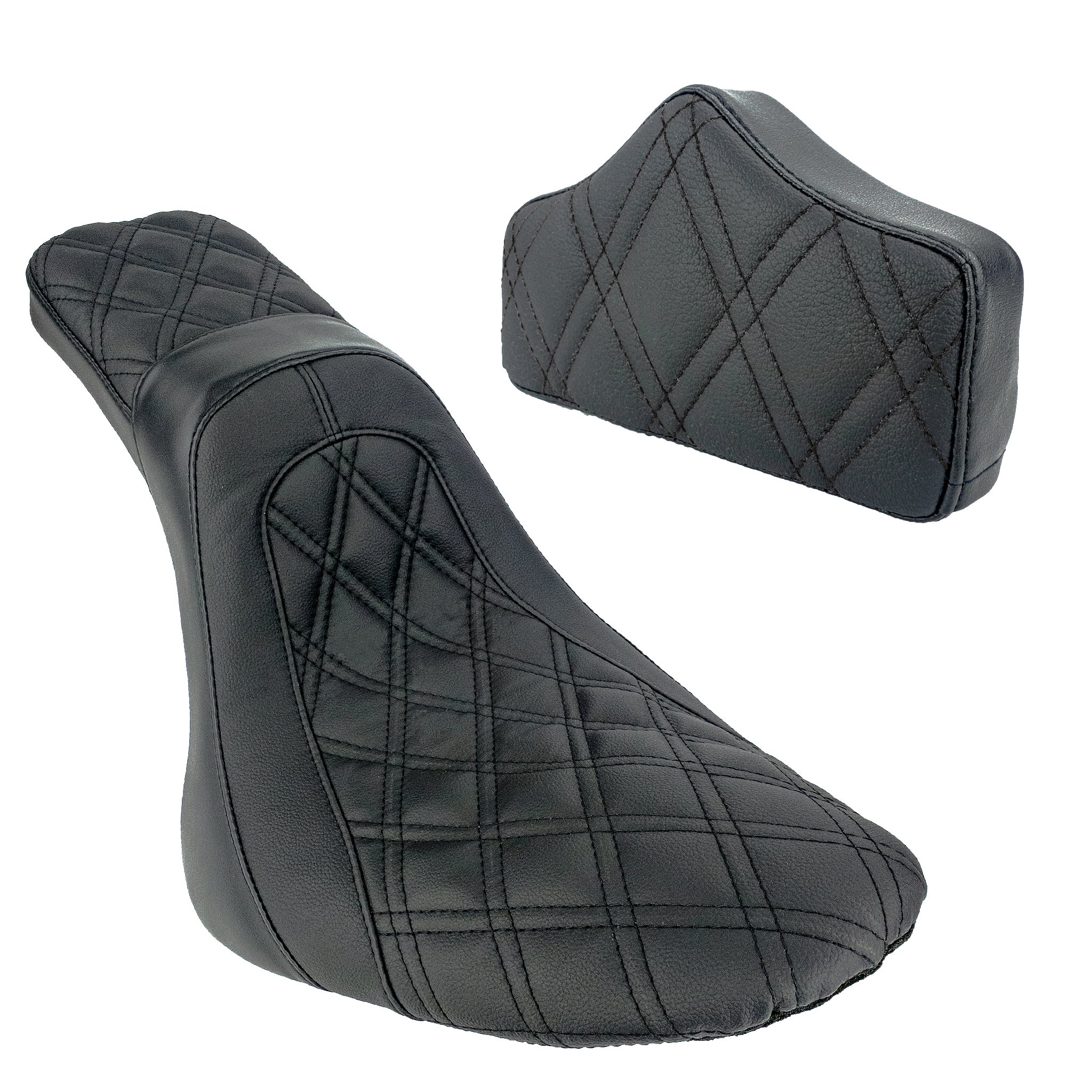 Replacement Pad/2up Seat Bundle | Softail 2000-2017 | Black Double Diamond | CMC Motorsports