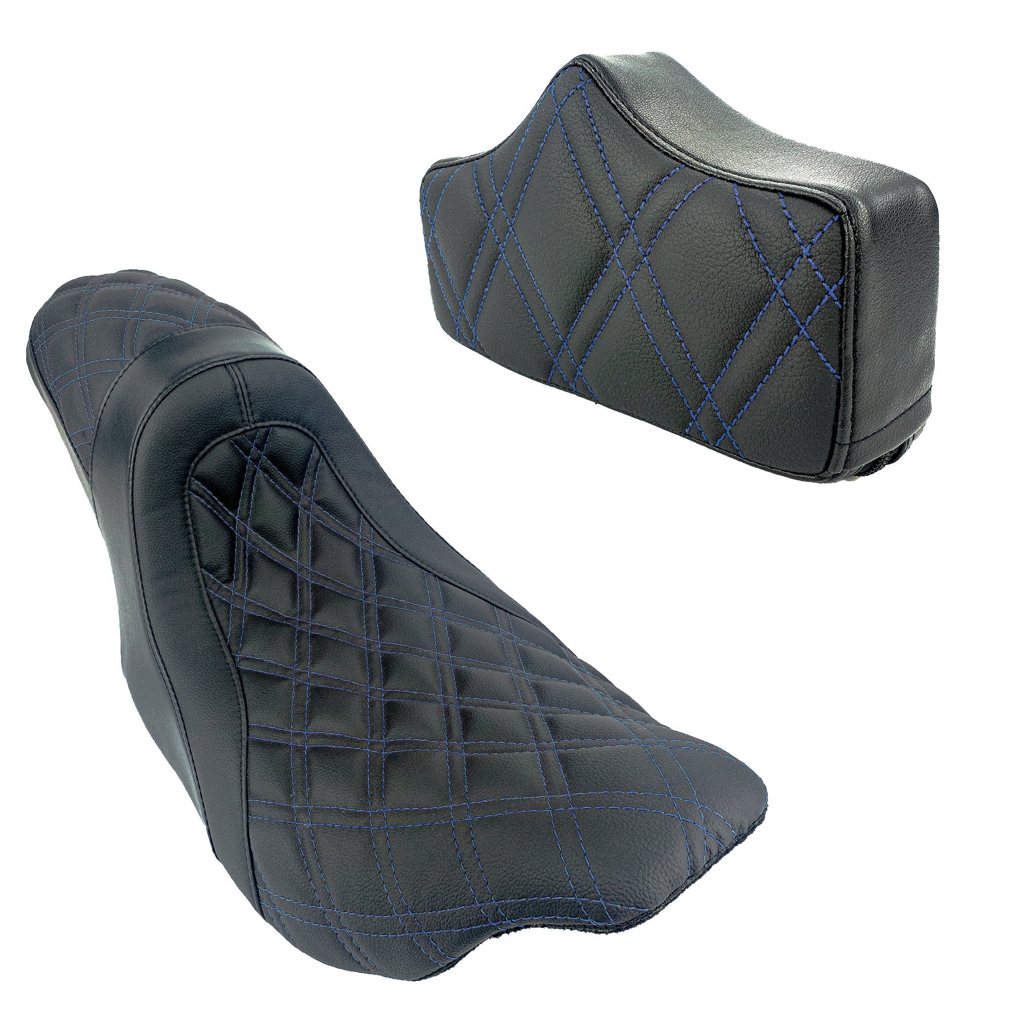 Replacement Pad/2up Seat Bundle | Touring 2008-2023 | Blue Double Diamond | CMC Motorsports