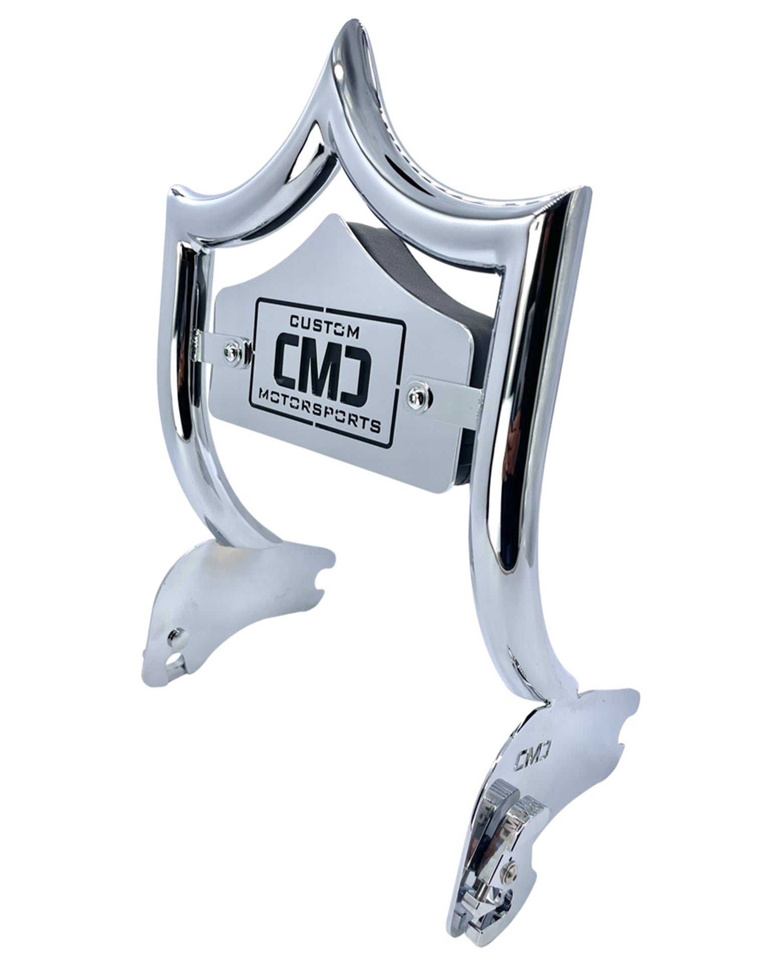 SMALL BACKPLATE for El Rey Backrest™ - CMC LOGO (Chrome or Black) | Show Chrome | CMC Motorsports