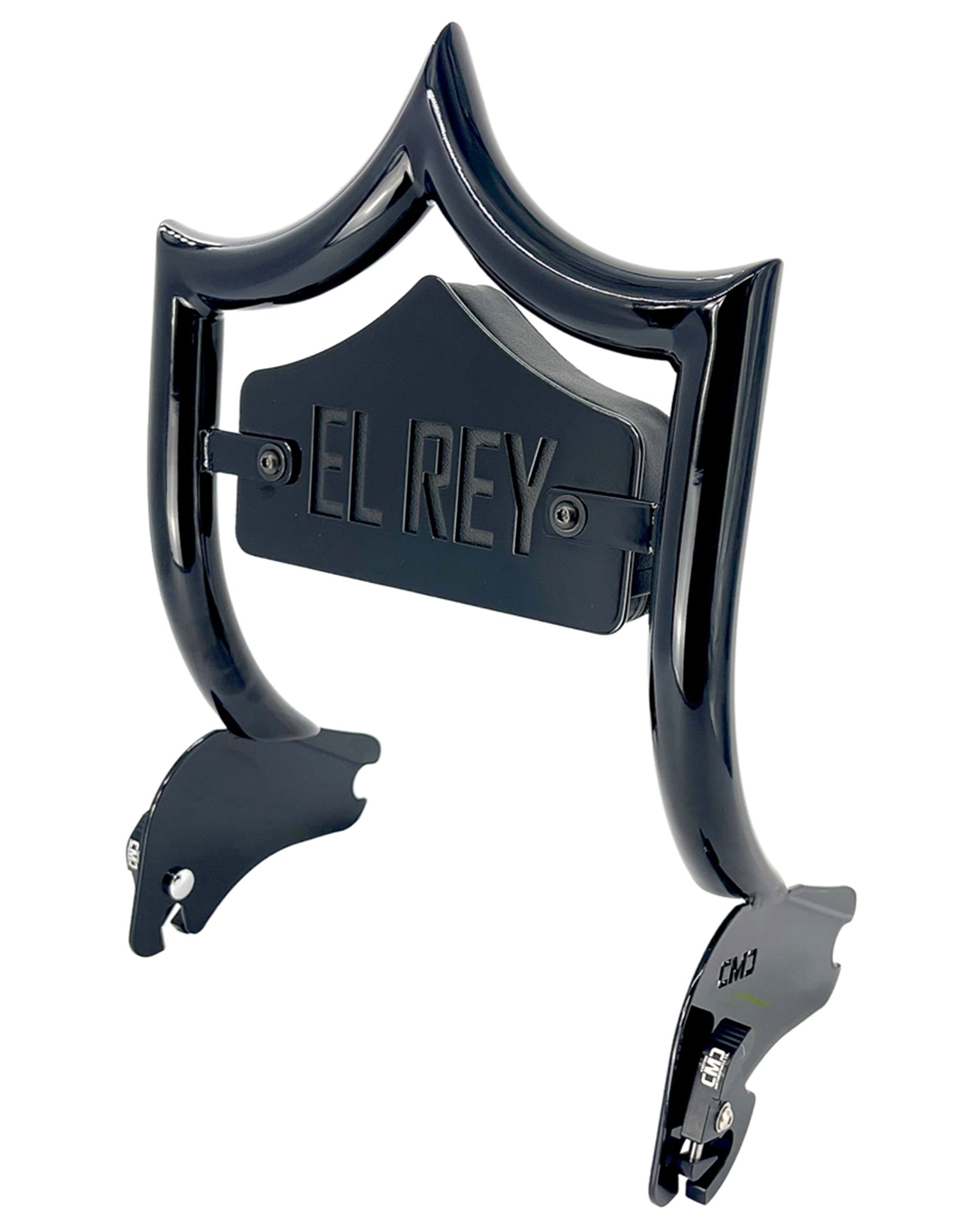 SMALL BACKPLATE for El Rey Backrest™ - EL REY (Chrome or Black) | Gloss Black | CMC Motorsports
