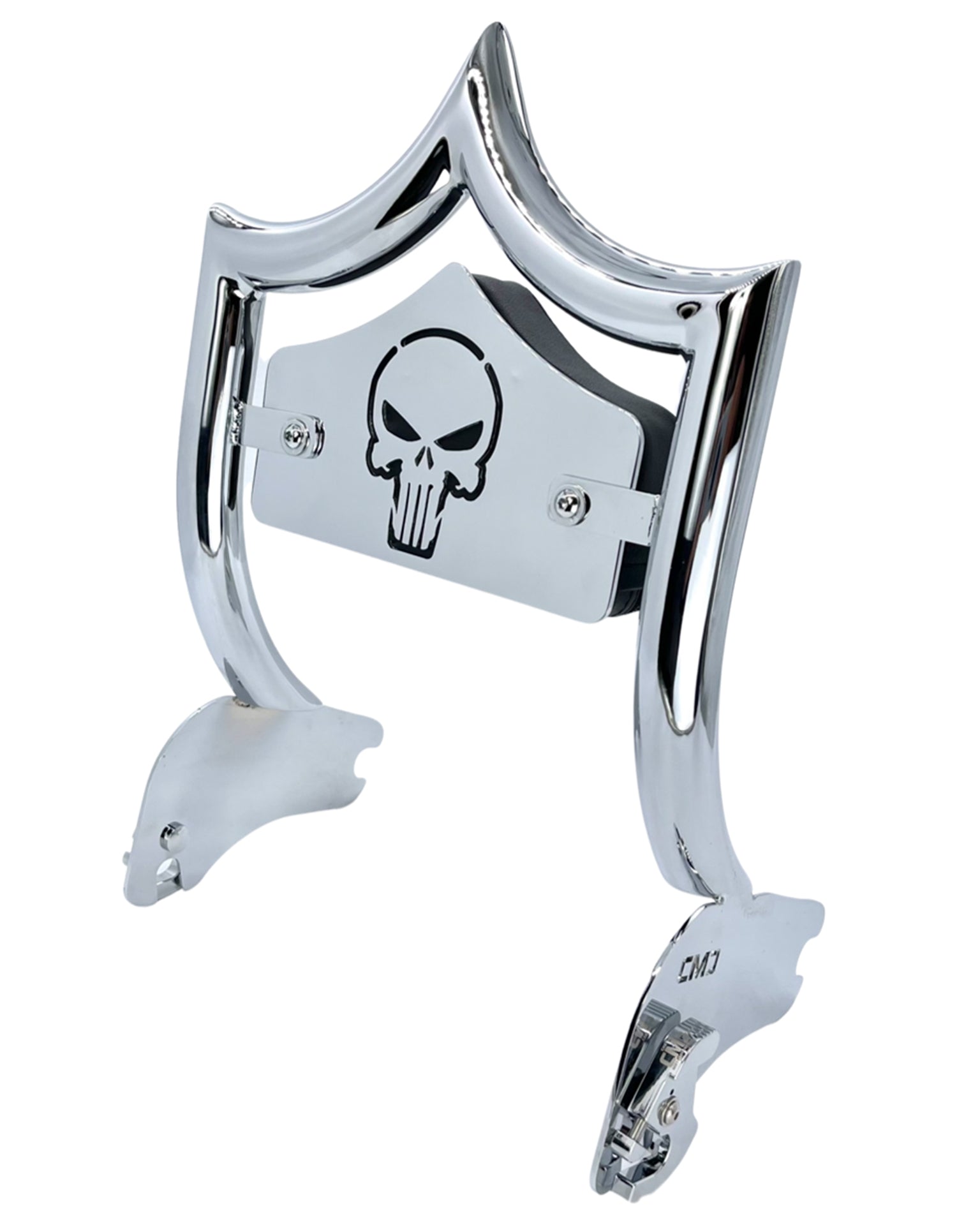 SMALL BACKPLATE for El Rey Backrest™ - SKULL (Chrome or Black) | Show Chrome | CMC Motorsports