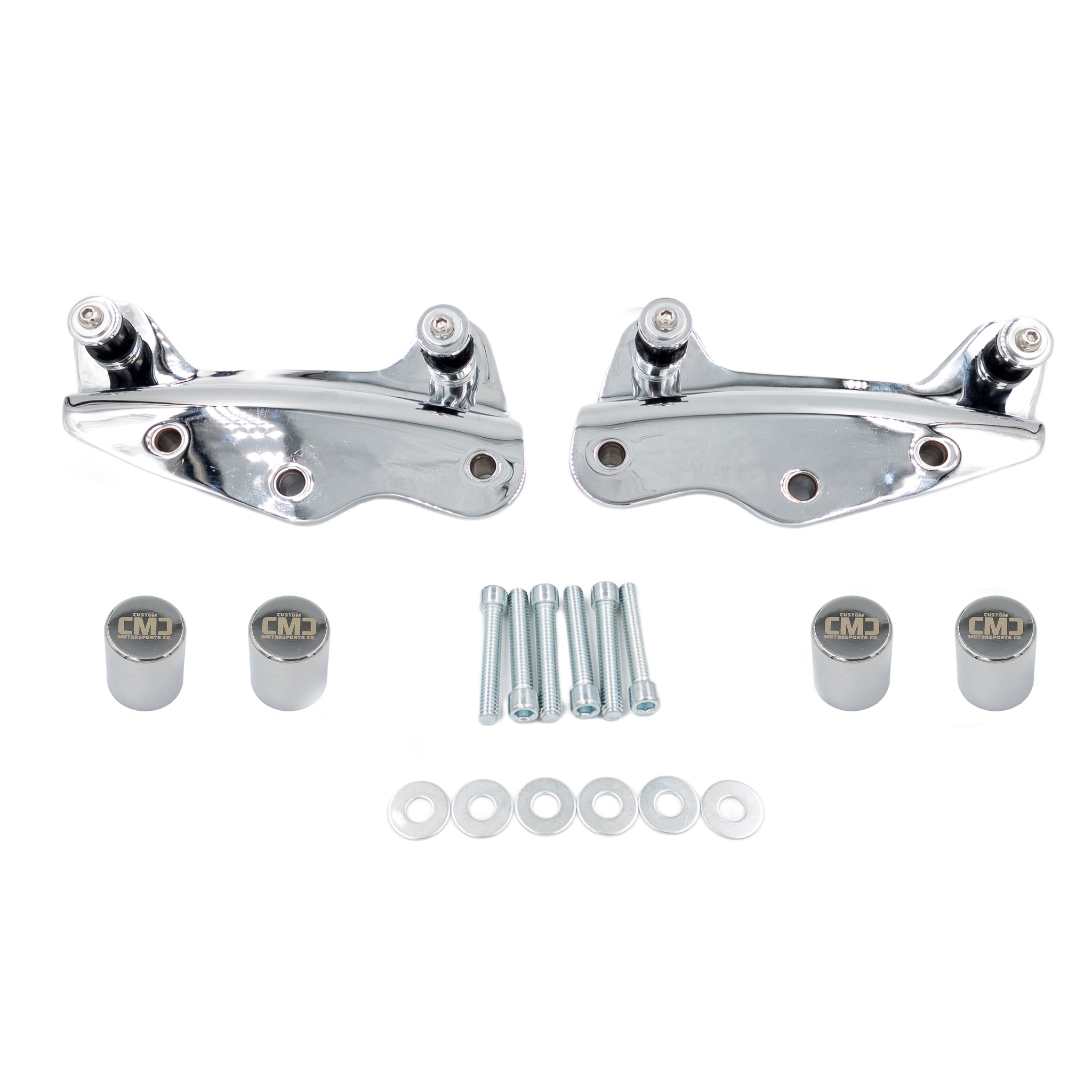 Passenger Backrest Docking Kit & CMC "Signature Caps (2009-2013 Touring) Chrome | | CMC Motorsports
