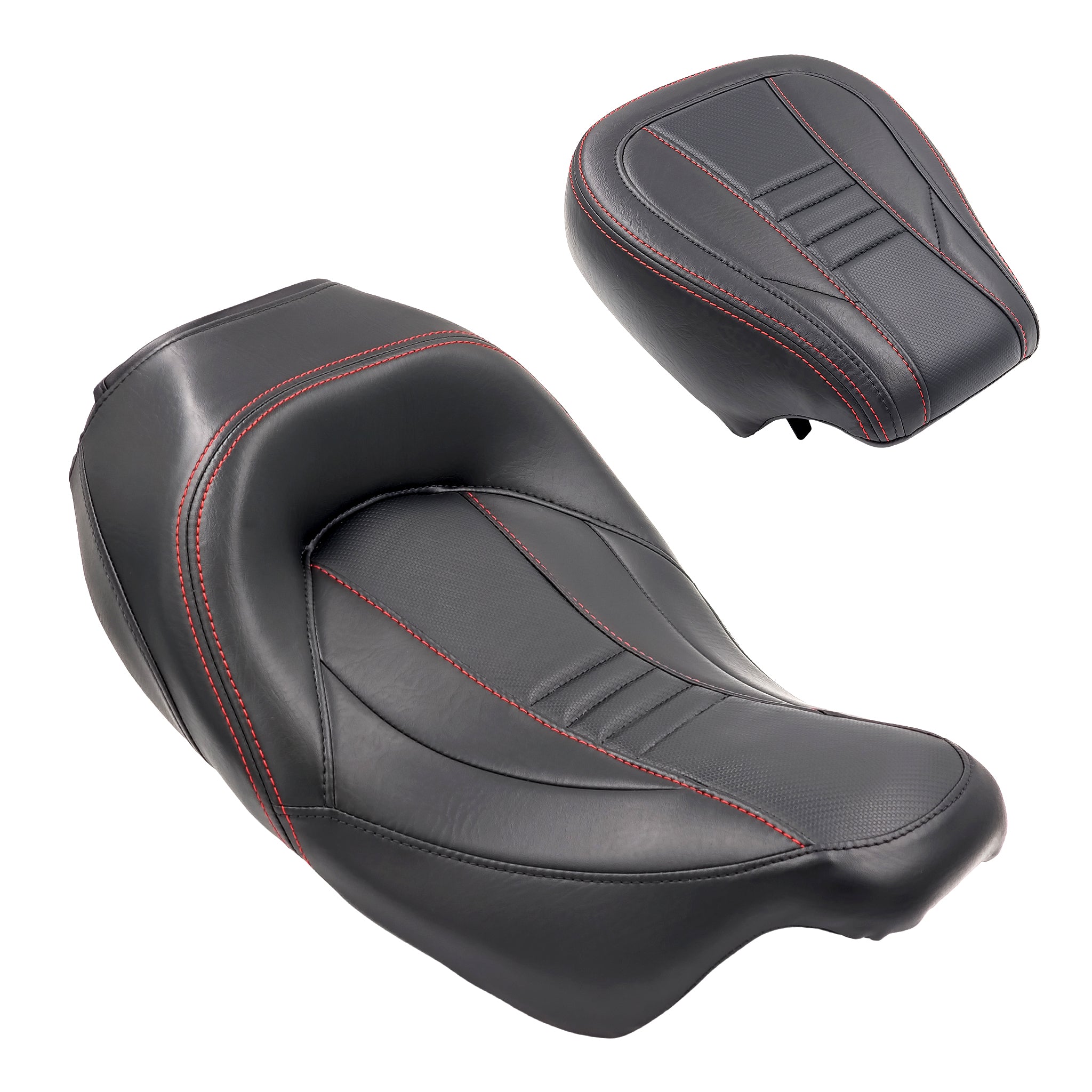 CMC Solo and Passenger Seat and Passenger Pad Touring '08-'23 | Carbon Fiber | Red | CMC Motorsports