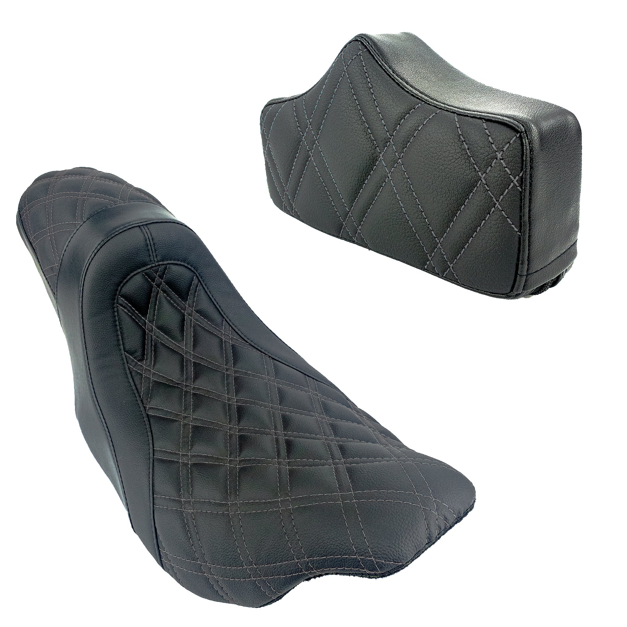 Replacement Pad/2up Seat Bundle | Touring 2008-2023 | Charcoal Gray Double Diamond | CMC Motorsports