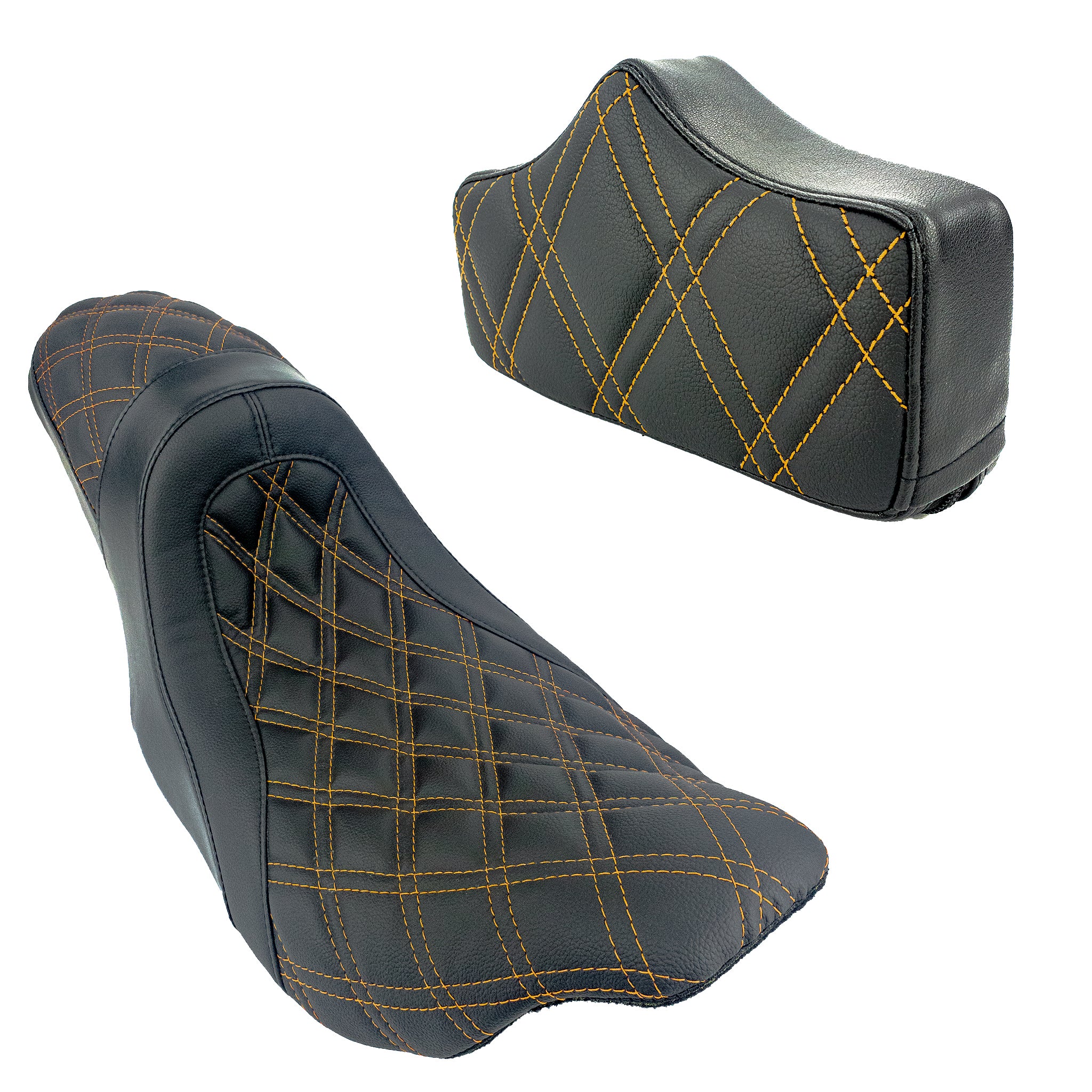 Replacement Pad/2up Seat Bundle | Touring 2008-2023 | Gold Double Diamond | CMC Motorsports