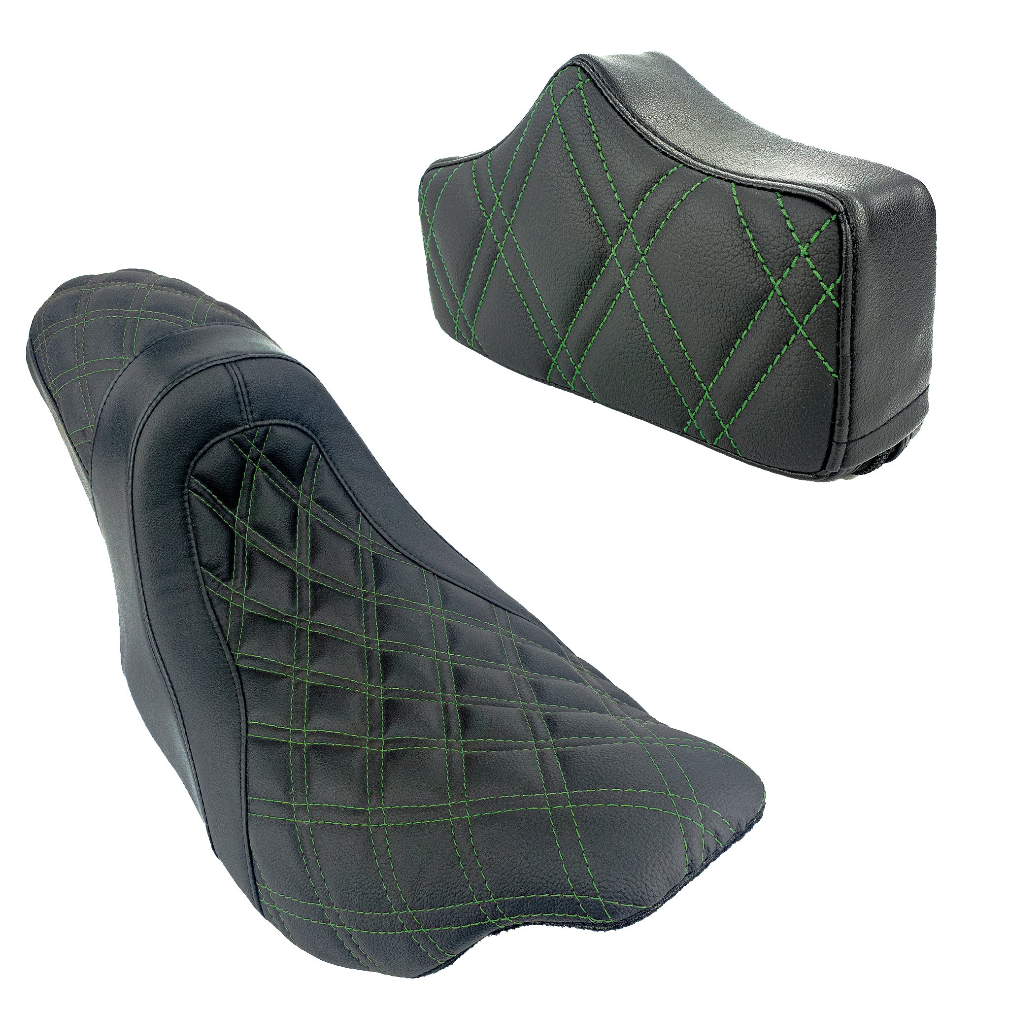 Replacement Pad/2up Seat Bundle | Touring 2008-2023 | Green Double Diamond | CMC Motorsports