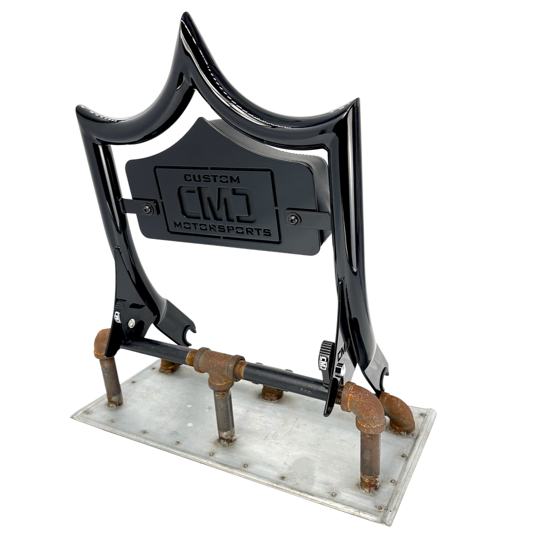 LARGE BACKPLATE for El Rey Backrest™ - CMC LOGO (Chrome or Black) | Gloss Black | CMC Motorsports