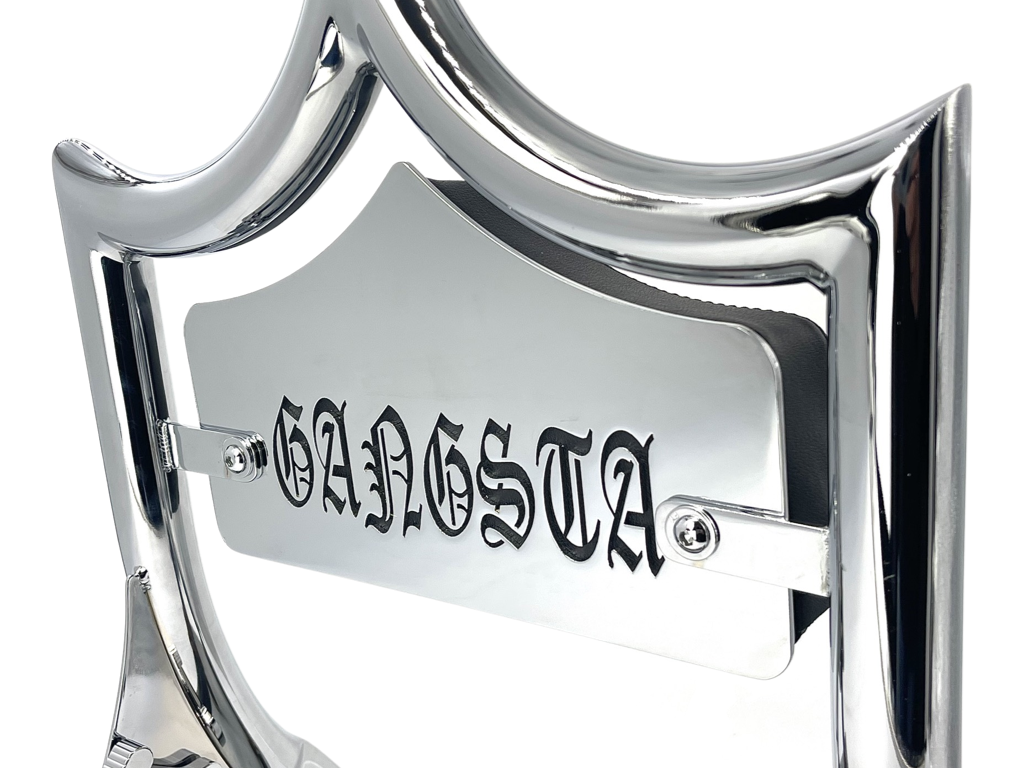 LARGE BACKPLATE for El Rey Backrest™ - GANGSTA (Chrome or Black) | | CMC Motorsports