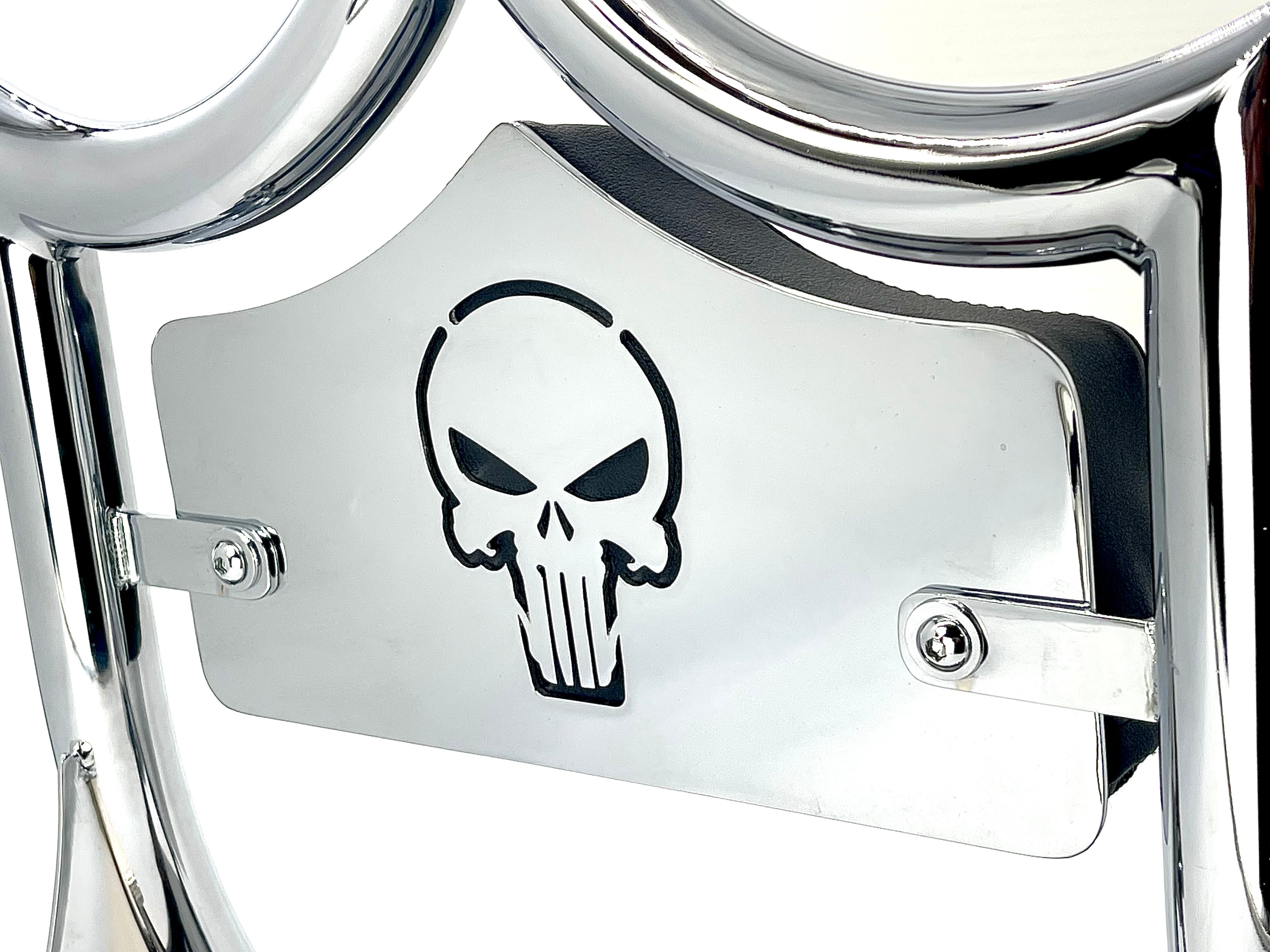 LARGE BACKPLATE for El Rey Backrest™ - SKULL (Chrome or Black) | | CMC Motorsports