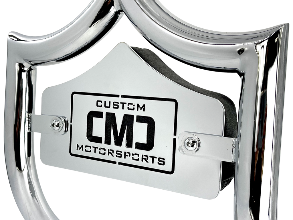SMALL BACKPLATE for El Rey Backrest™ - CMC LOGO (Chrome or Black) | | CMC Motorsports