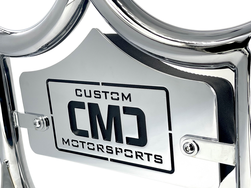 LARGE BACKPLATE for El Rey Backrest™ - CMC LOGO (Chrome or Black) | | CMC Motorsports