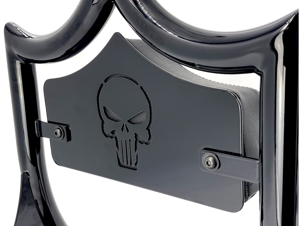 LARGE BACKPLATE for El Rey Backrest™ - SKULL (Chrome or Black) | | CMC Motorsports