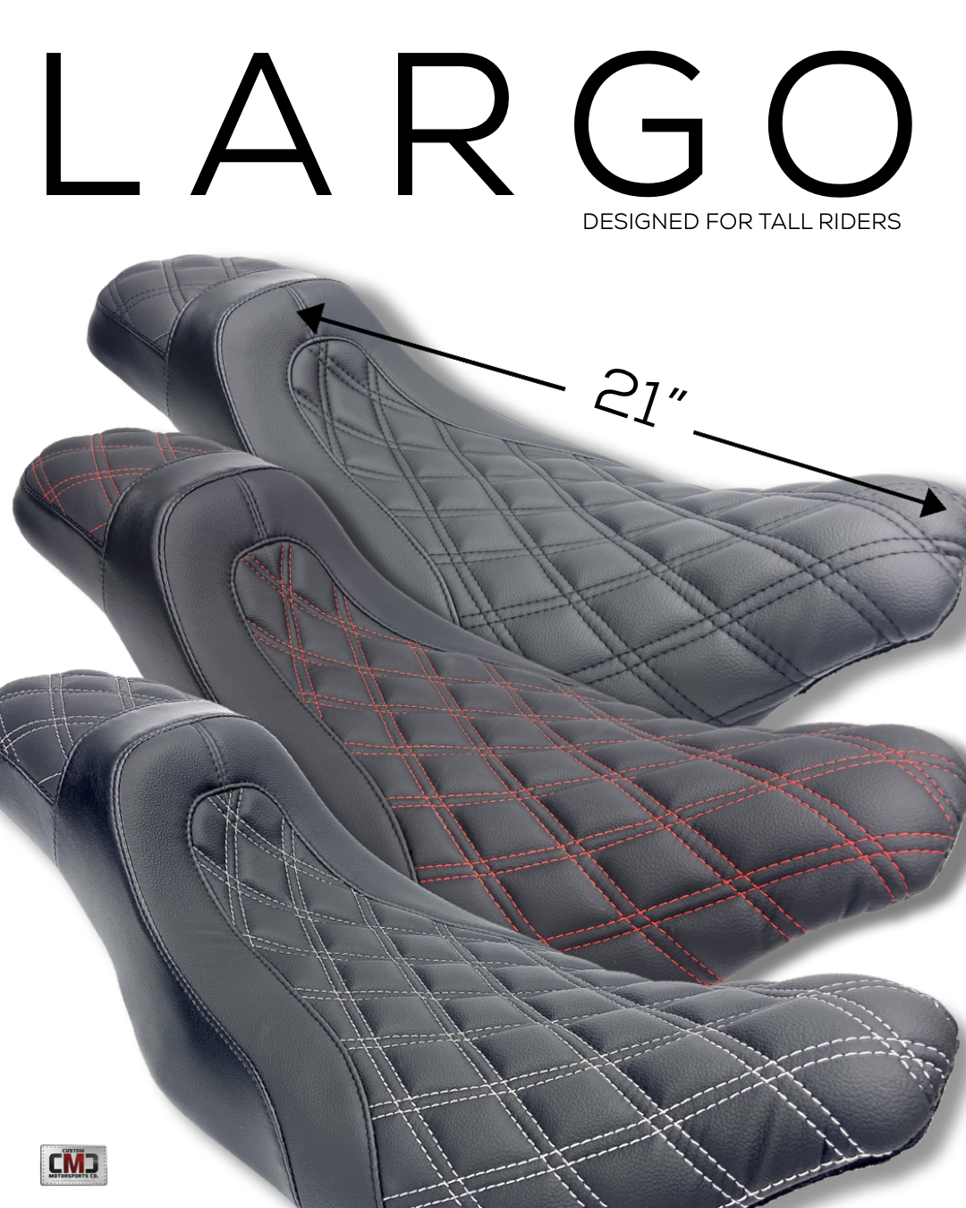 FASTBACK "LARGO" 2Up (Designed For TALL Riders) Touring Seat '08-'23 | CUSTOM SEAT // 21 BUSINESS DAY PRODUCTION LEAD TIME | | CMC Motorsports