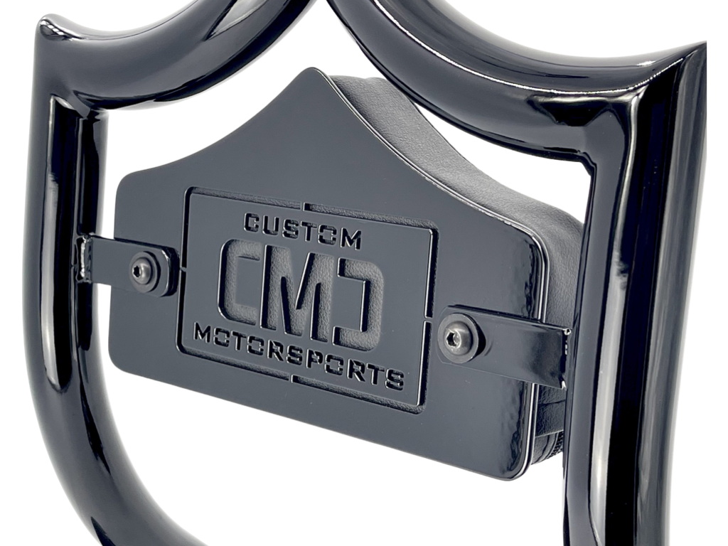 SMALL BACKPLATE for El Rey Backrest™ - CMC LOGO (Chrome or Black) | | CMC Motorsports