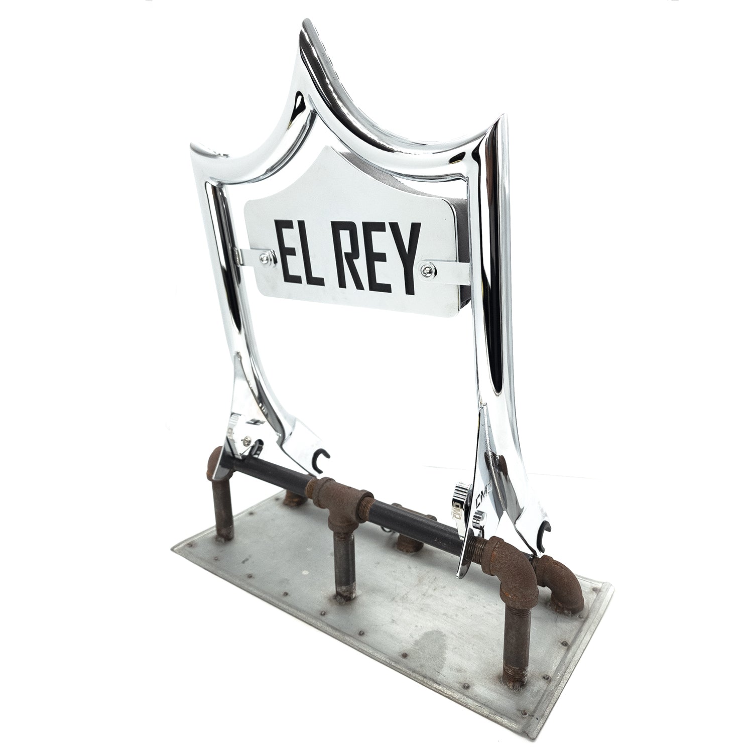 LARGE BACKPLATE for El Rey Backrest™ - EL REY (Chrome or Black) | Show Chrome | CMC Motorsports