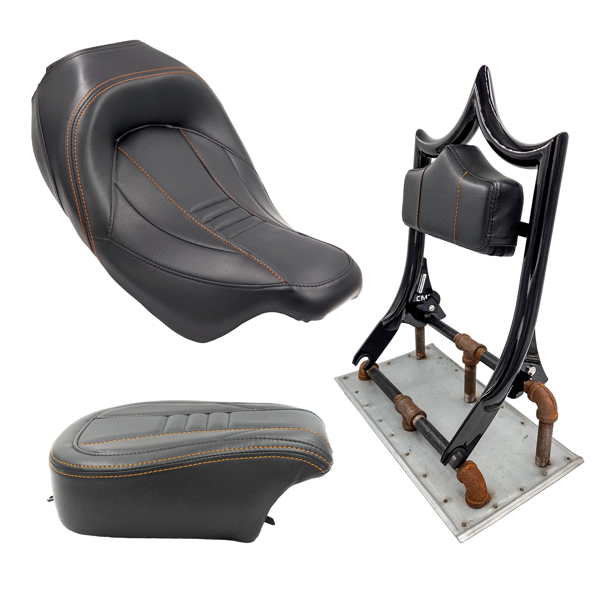 The Next Level "Carbon Fiber" Solo Standard | Gloss Black '09-'23 Touring | Orange | CMC Motorsports