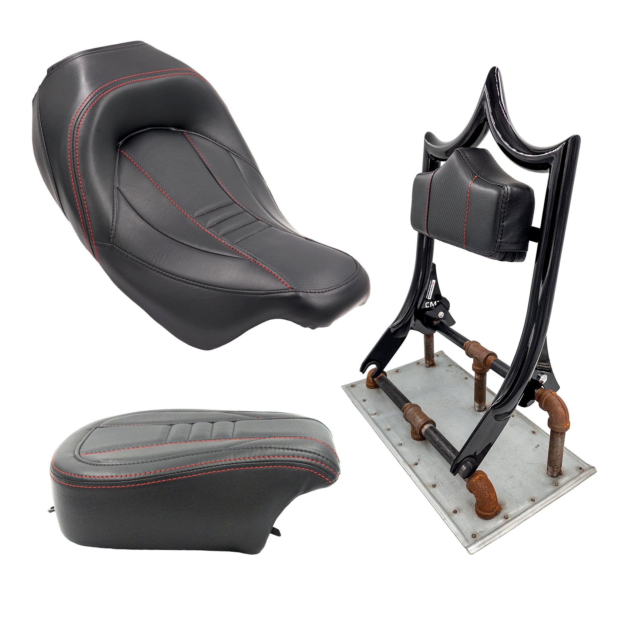 The Next Level "Carbon Fiber" Solo Standard | Gloss Black '09-'23 Touring | Red | CMC Motorsports