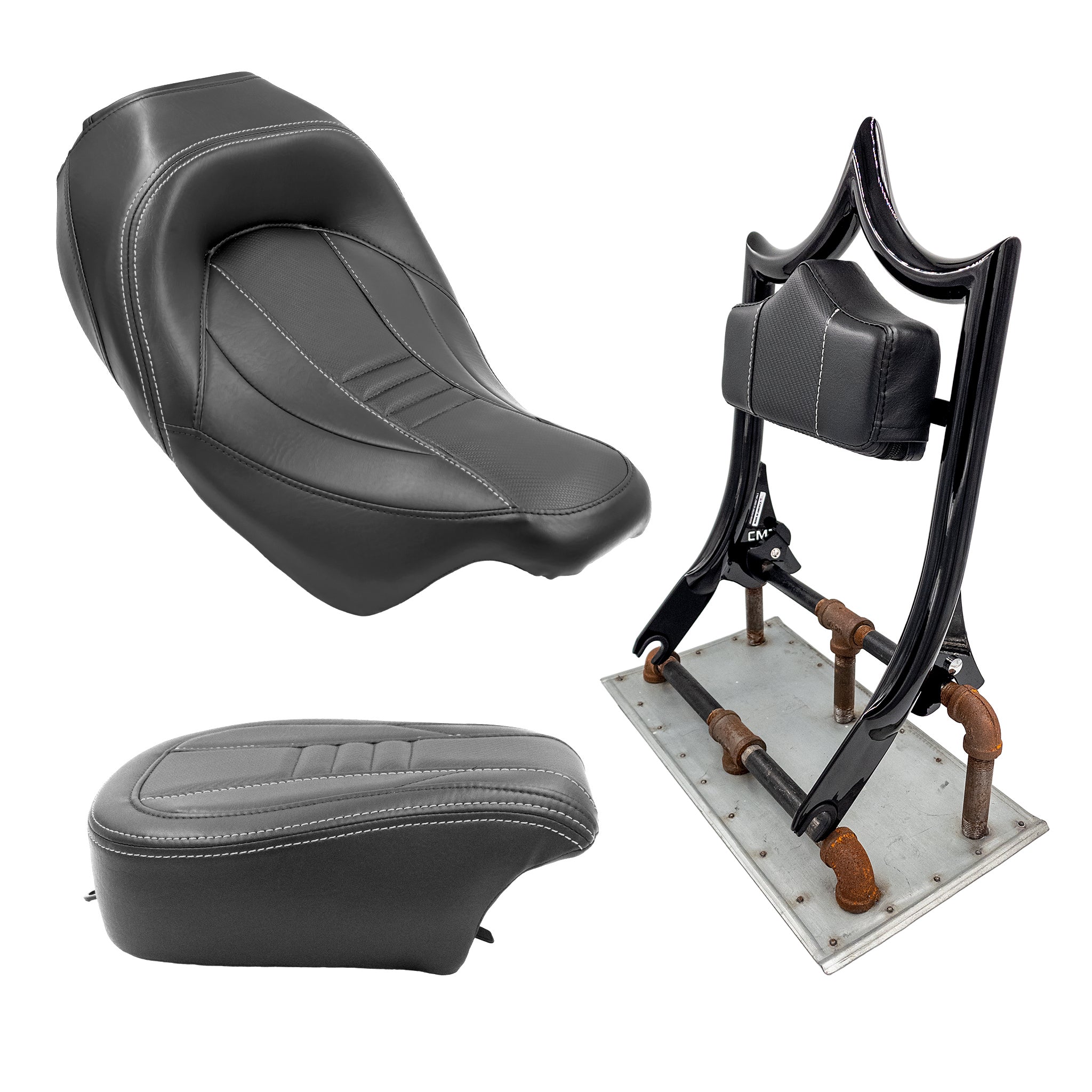 The Next Level "Carbon Fiber" Solo Standard | Gloss Black '09-'23 Touring | White | CMC Motorsports