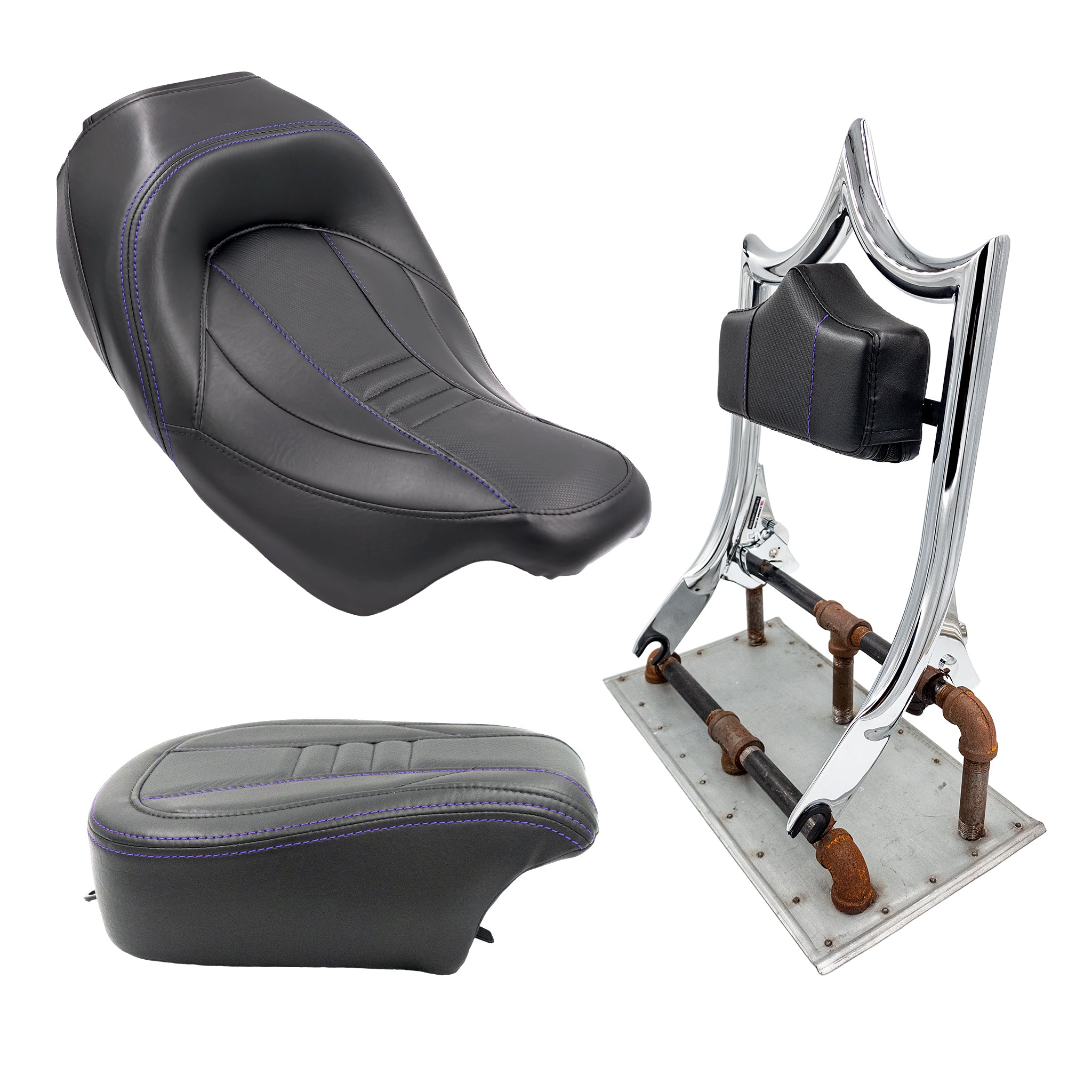 The Next Level "Carbon Fiber" Solo Standard | Show Chrome '09-'23 Touring | Blue | CMC Motorsports