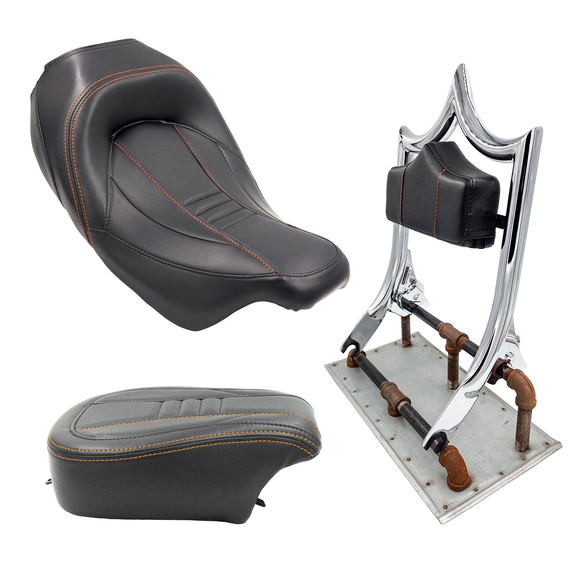 The Next Level "Carbon Fiber" Solo Standard | Show Chrome '09-'23 Touring | Orange | CMC Motorsports