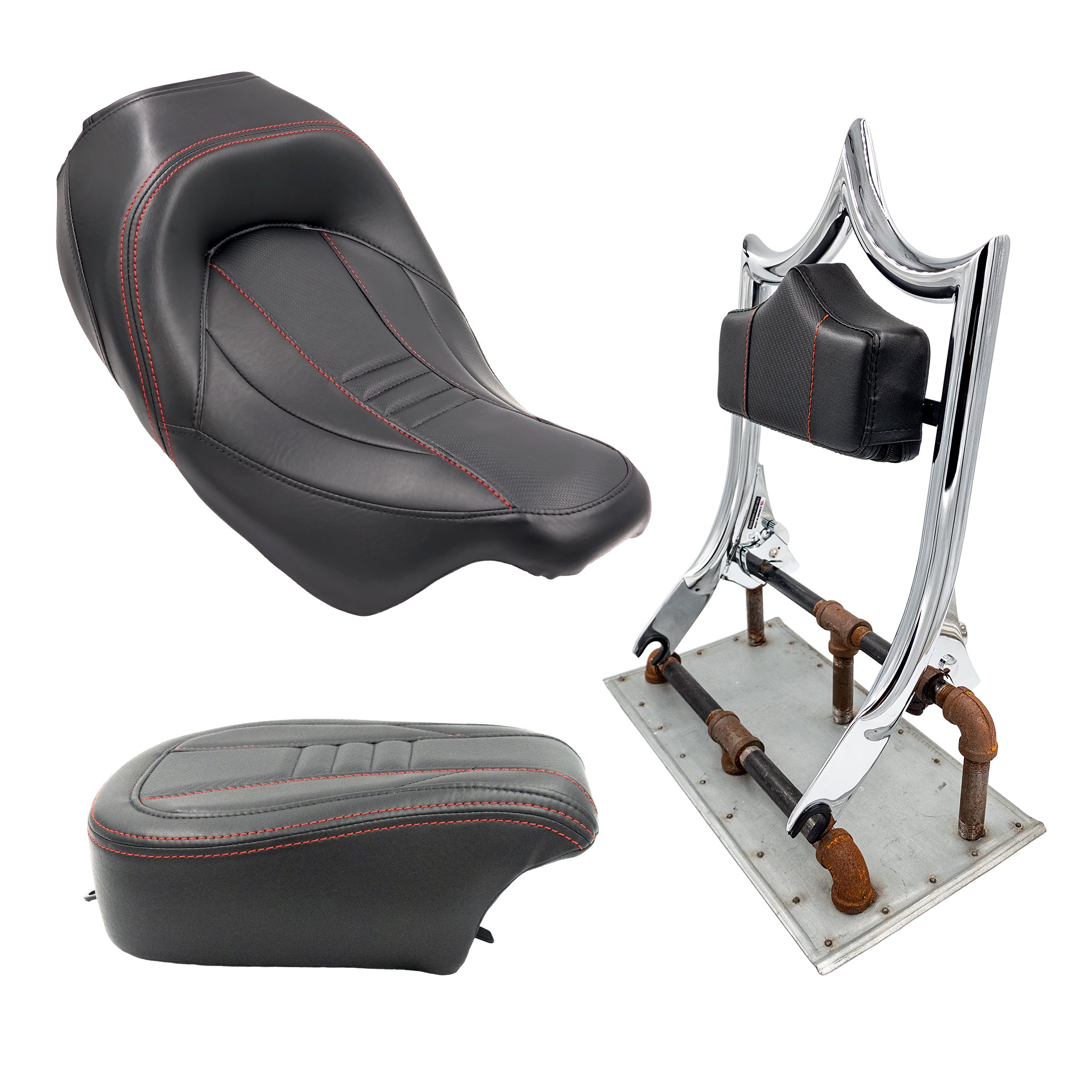 The Next Level "Carbon Fiber" Solo Standard | Show Chrome '09-'23 Touring | Red | CMC Motorsports