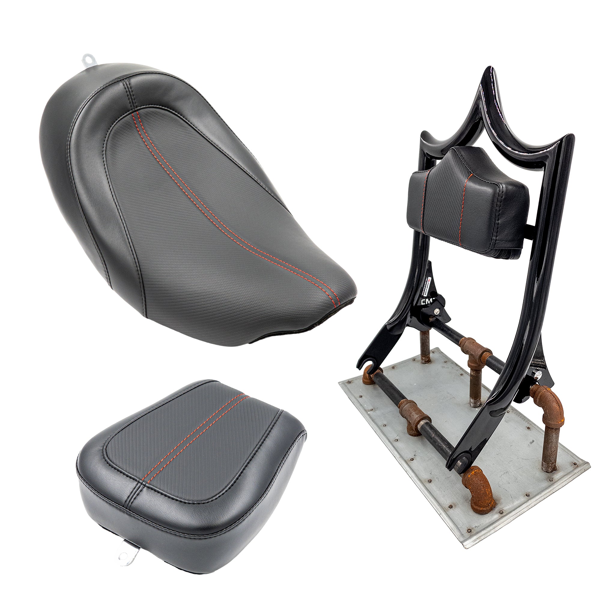 The Next Level "Carbon Fiber" XL Solo | Gloss Black '09-'23 Touring | Red | CMC Motorsports