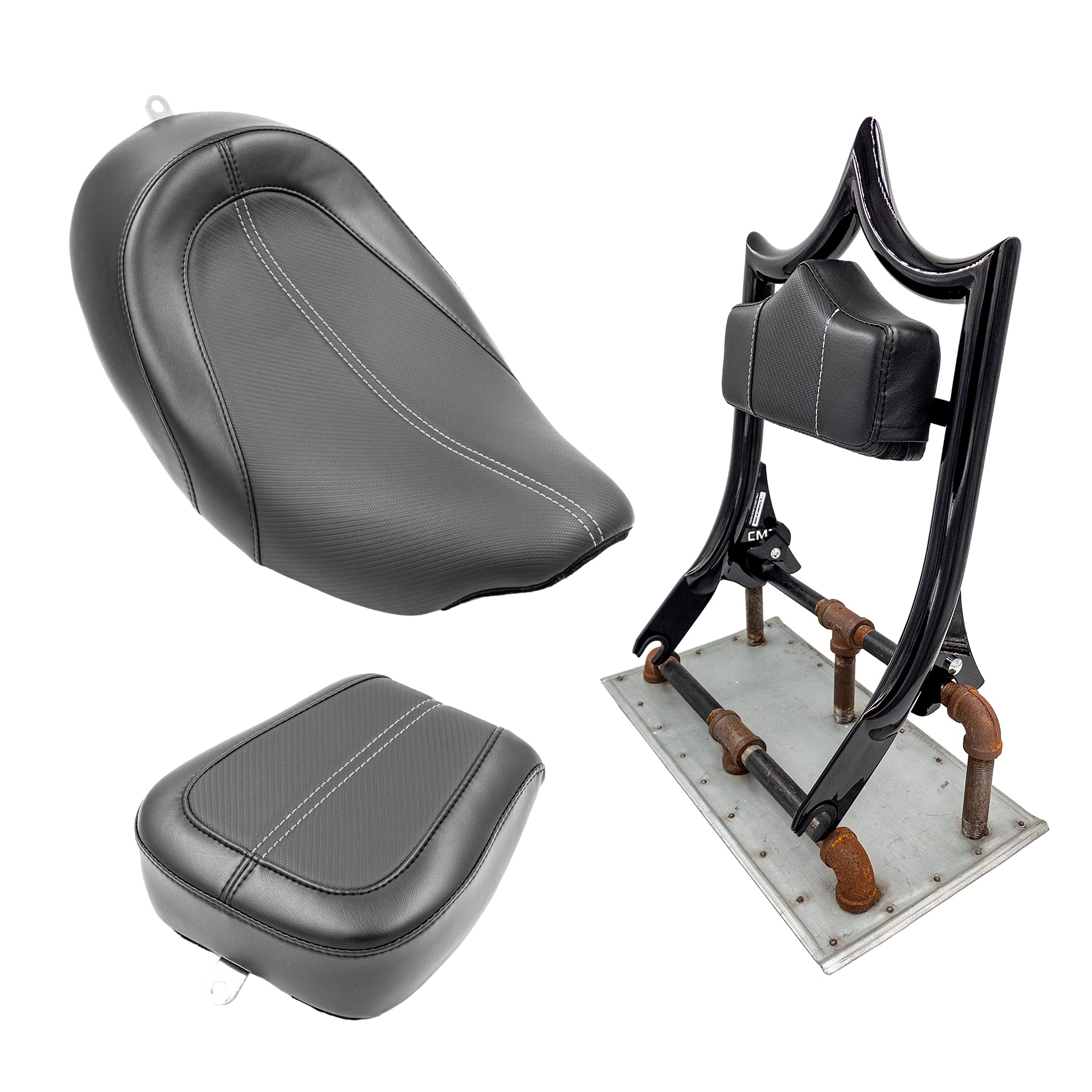 The Next Level "Carbon Fiber" XL Solo | Gloss Black '09-'23 Touring | White | CMC Motorsports