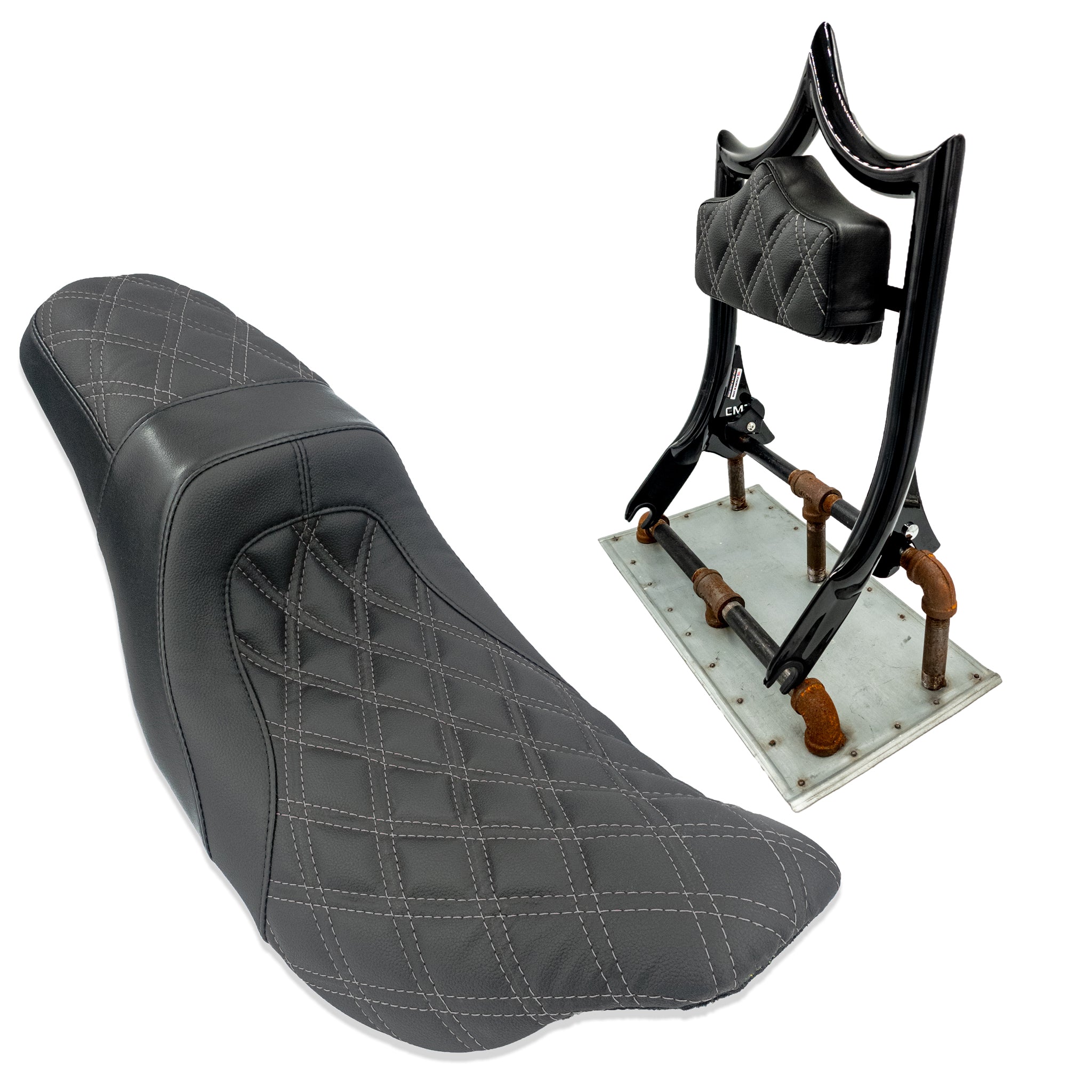 The Next Level PLUS+ | Gloss Black / Charcoal Gray Double Diamond '09-'23 Touring | | CMC Motorsports