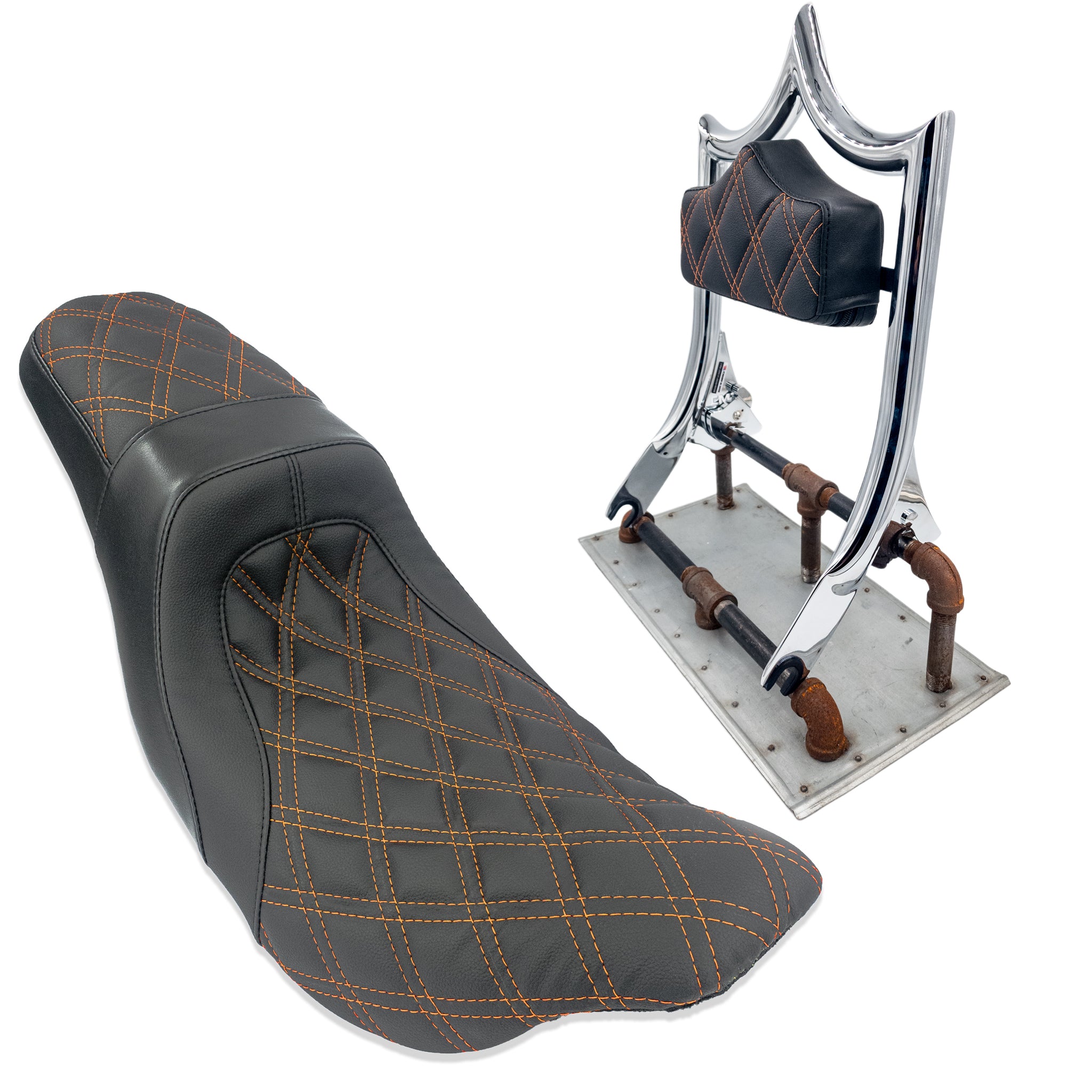 The Next Level PLUS+ | Show Chrome / Orange Double Diamond '09-'23 Touring | | CMC Motorsports