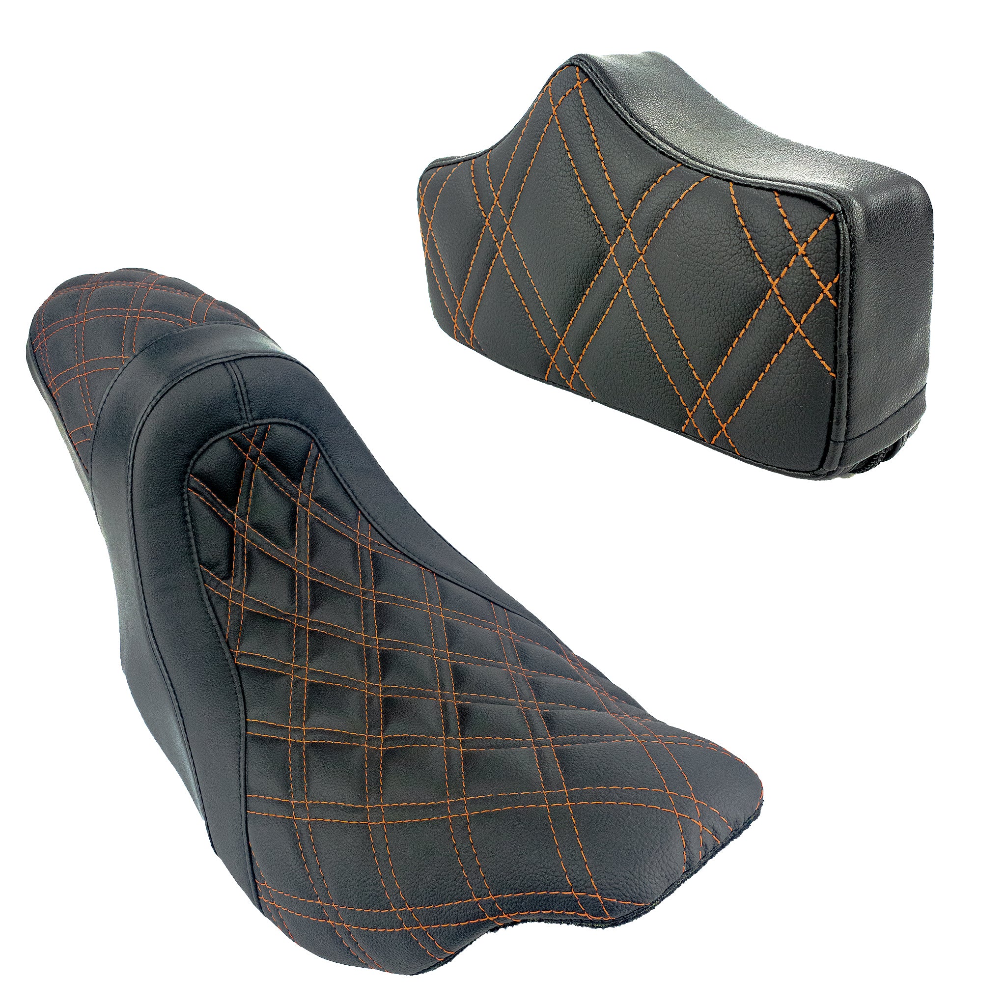 Replacement Pad/2up Seat Bundle | Touring 2008-2023 | Orange Double Diamond | CMC Motorsports