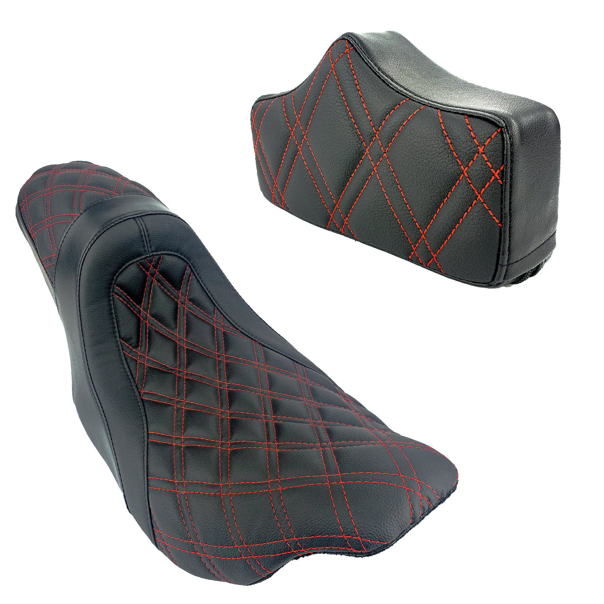 Replacement Pad/2up Seat Bundle | Touring 2008-2023 | Red Double Diamond | CMC Motorsports