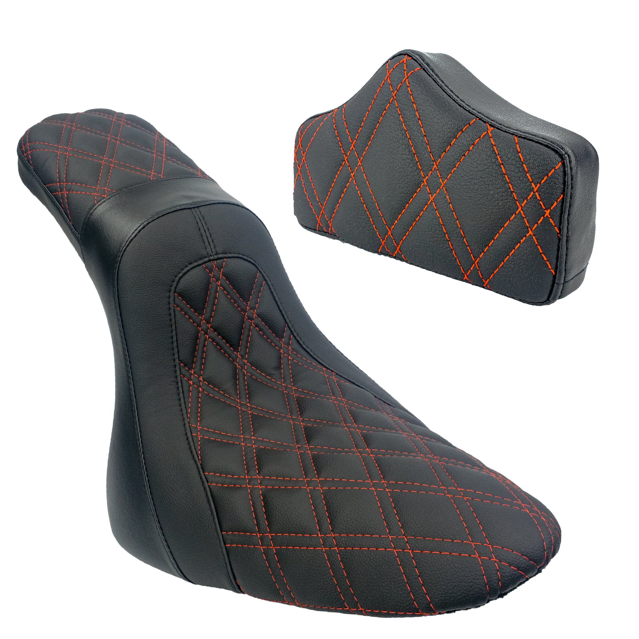 Replacement Pad/2up Seat Bundle | Softail 2000-2017 | Red Double Diamond | CMC Motorsports