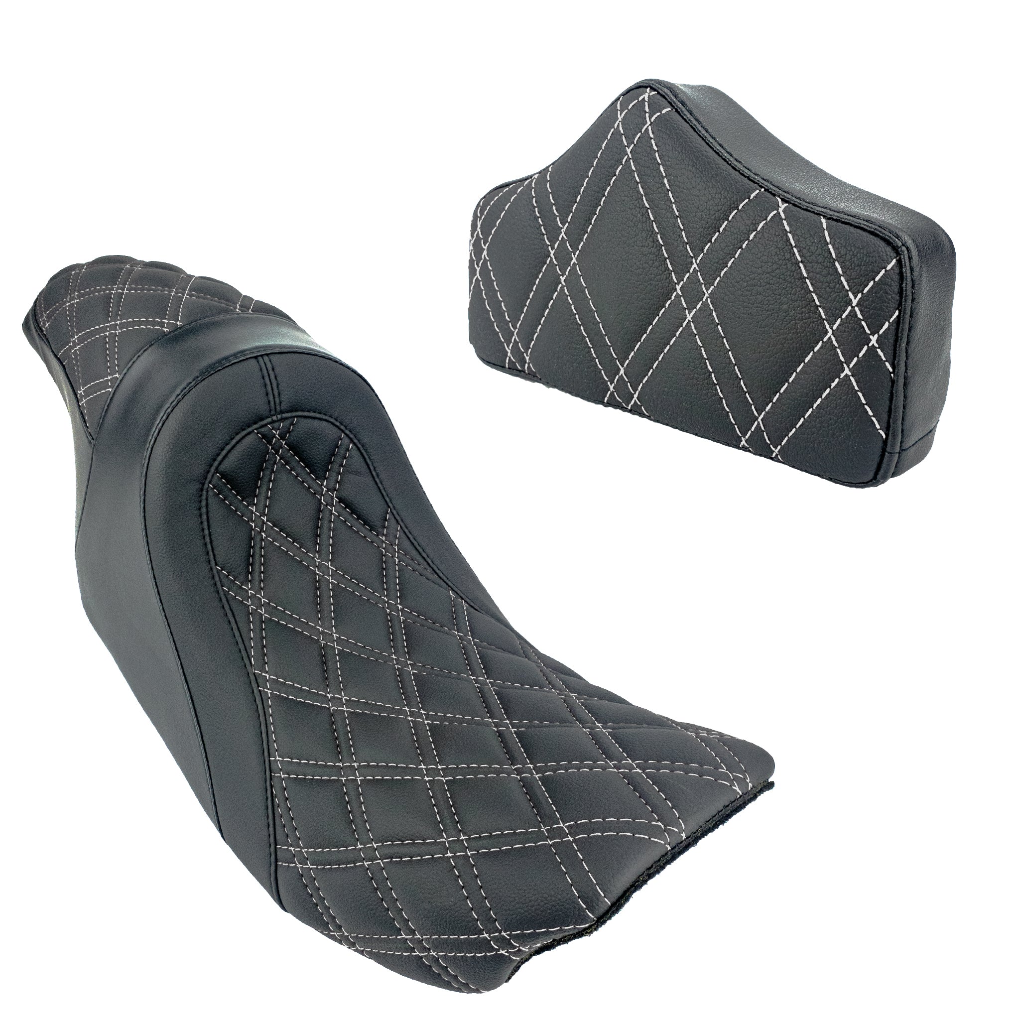 Replacement Pad/2up Seat Bundle | Touring 1997-2007 | White Double Diamond | CMC Motorsports