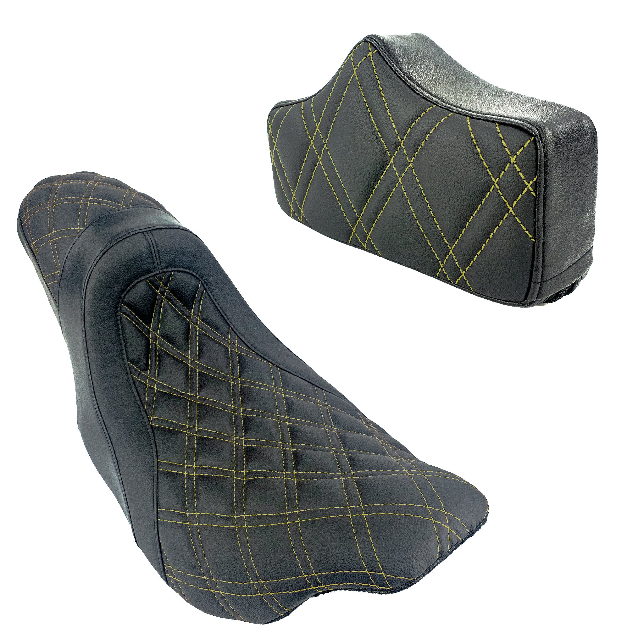 Replacement Pad/2up Seat Bundle | Touring 2008-2023 | Yellow Double Diamond | CMC Motorsports
