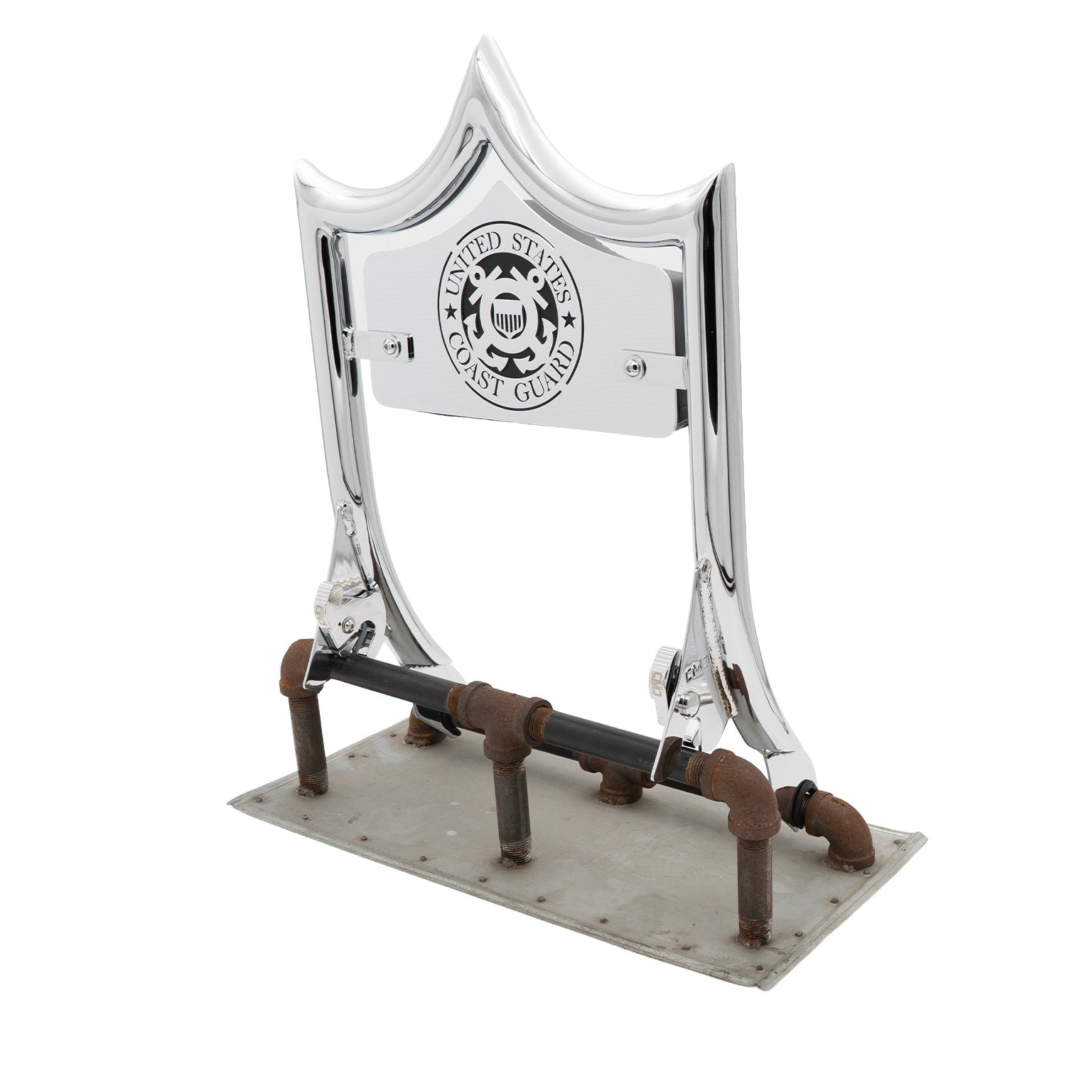 LARGE BACKPLATE for El Rey Backrest™ - COAST GUARD (Chrome or Black) | | CMC Motorsports