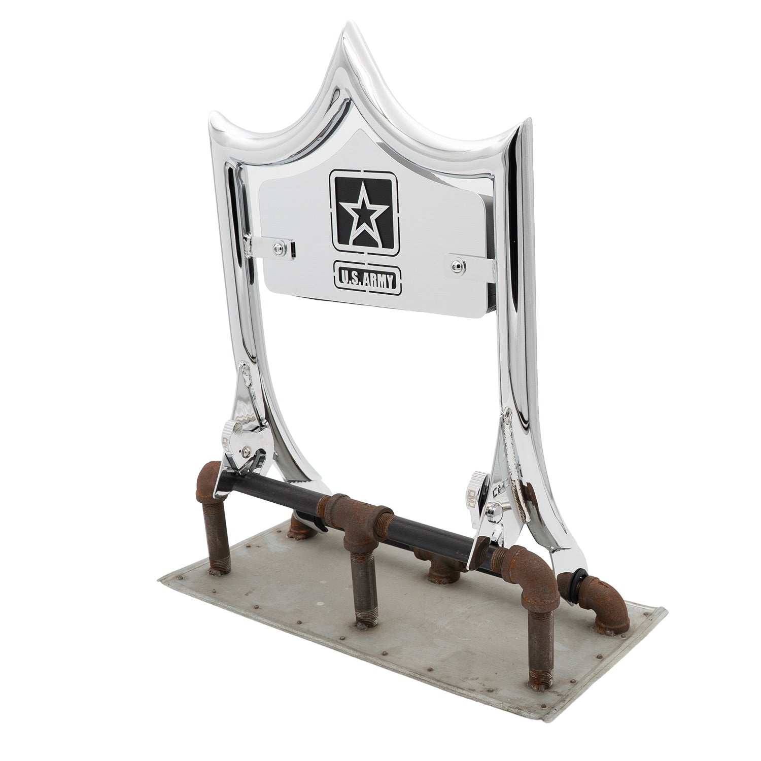 LARGE BACKPLATE for El Rey Backrest™ - ARMY (Chrome or Black) | | CMC Motorsports