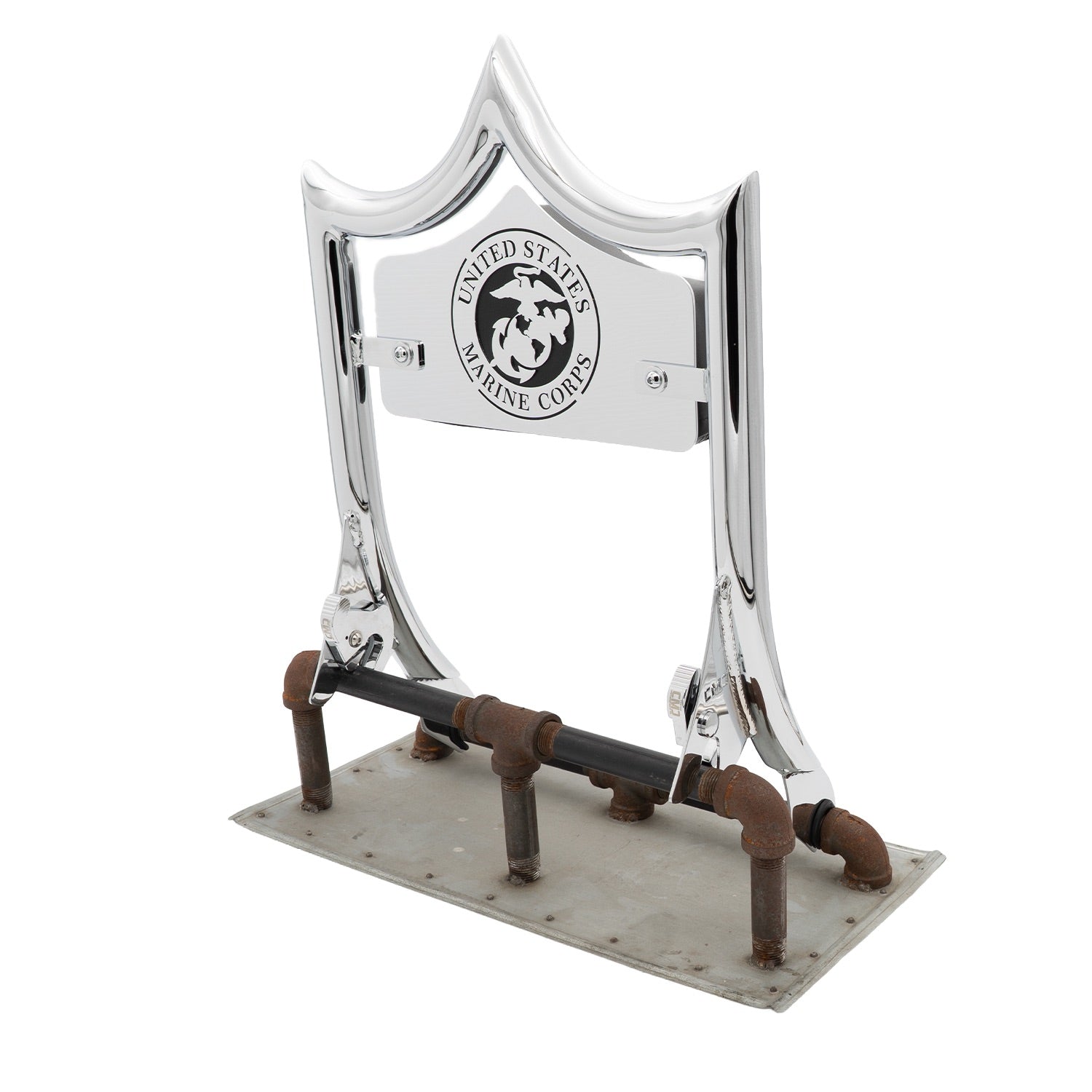 LARGE BACKPLATE for El Rey Backrest™ - MARINES (Chrome or Black) | | CMC Motorsports