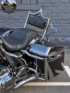 El Rey Backrest | 2009-2026 Touring "SHORTY" | Show Chrome Black Double Diamond | CMC Motorsports