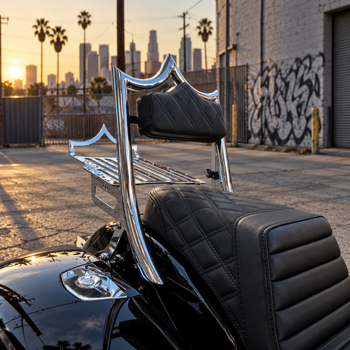 El Rey Backrest | 2014-2026 Indian | Show Chrome Black Double Diamond | CMC Motorsports