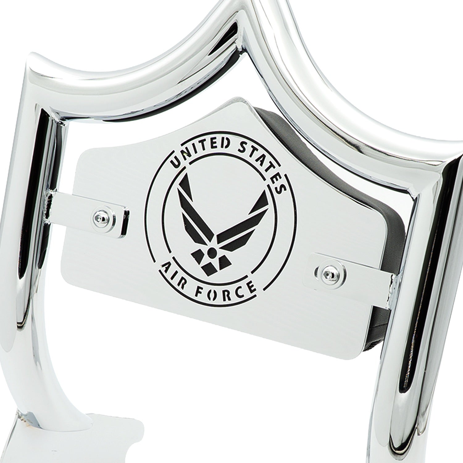 SMALL BACKPLATE for El Rey Backrest™ - AIR FORCE (Chrome or Black) | | CMC Motorsports